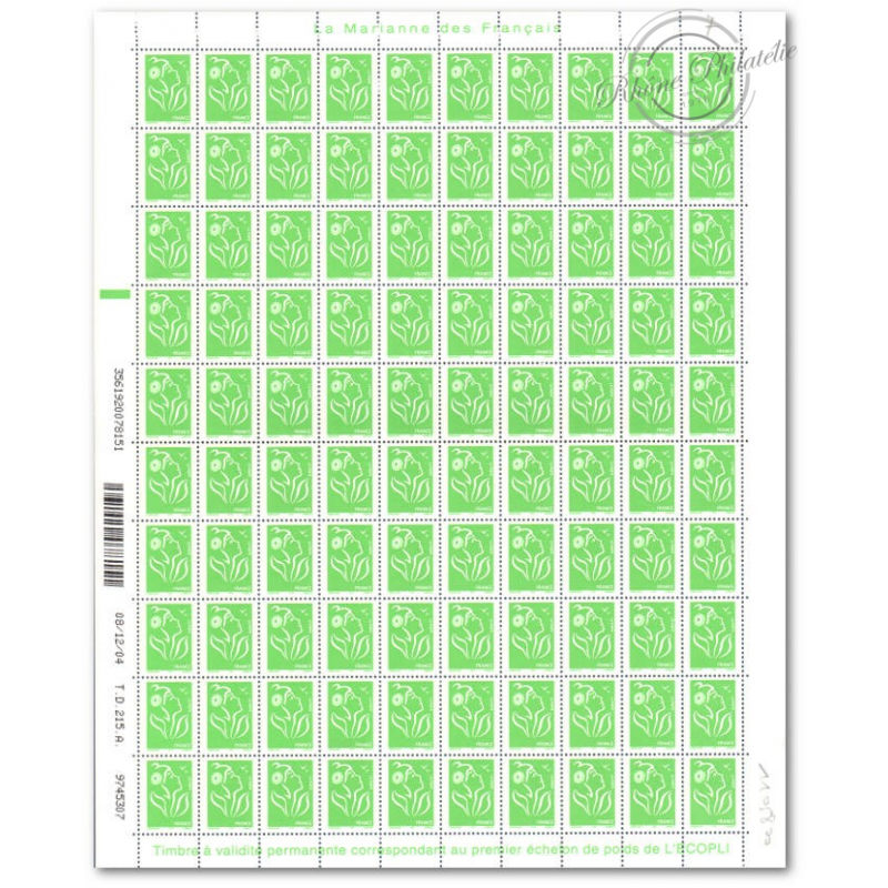 FEUILLE TIMBRES POSTE TYPE MARIANNE N3733 Au Type Marianne De Lamo