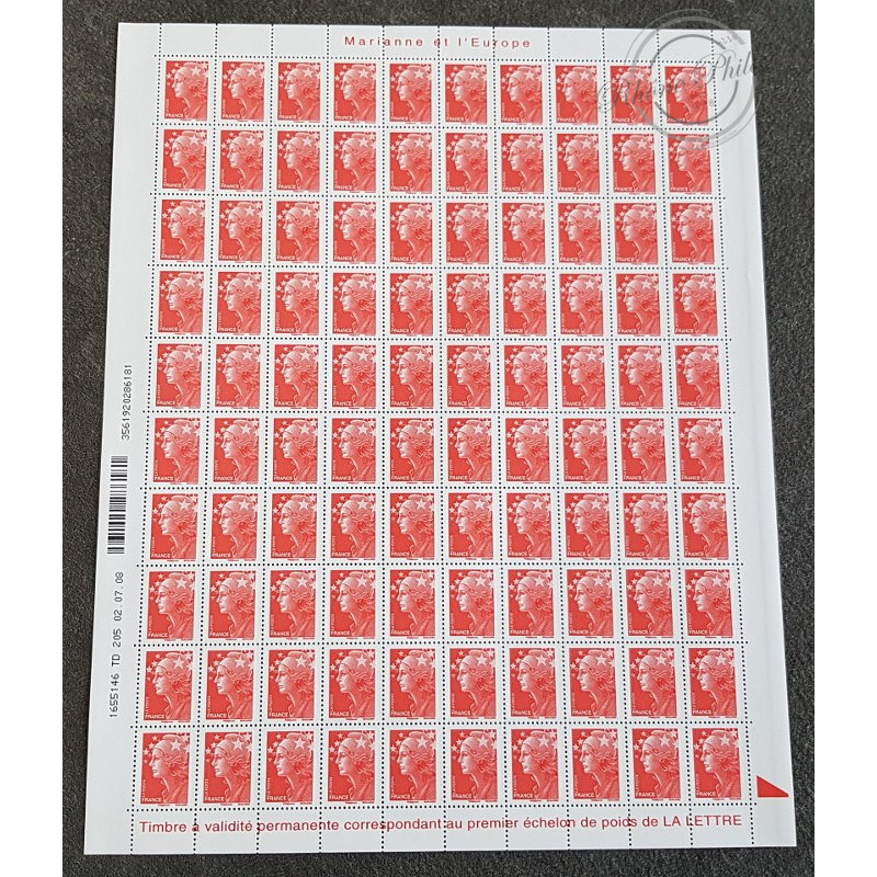 Feuille Timbres Poste Type Marianne N Au Type Marianne Rouge D