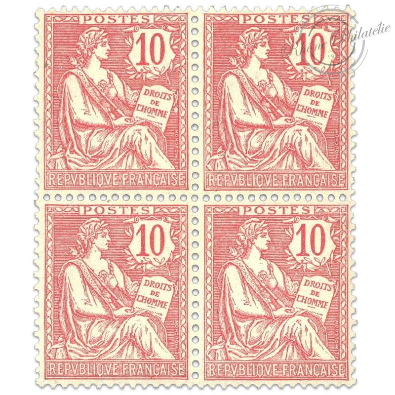 FRANCE TIMBRES POSTE N124 au type Mouchon retouché 10 c rose Blo