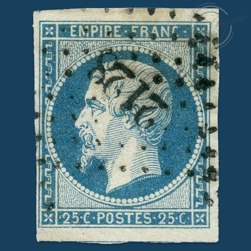 FRANCE TIMBRE POSTE N15 au type Napoléon 25c bleu EMPIRE FRANC