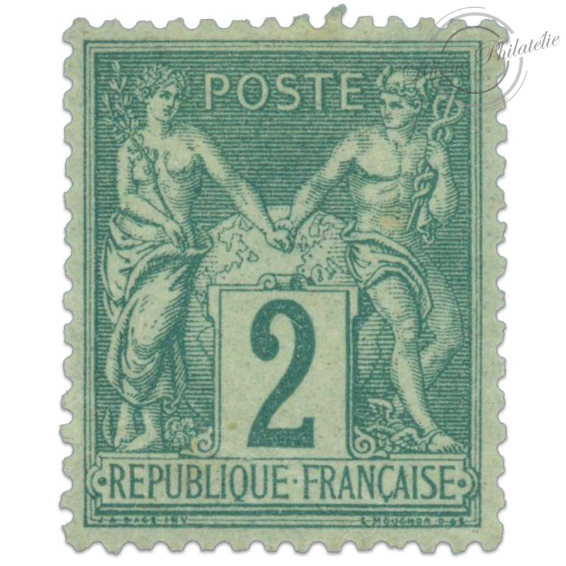 FRANCE N 74 TYPE SAGE 2C VERT TIMBRE NEUF 1876