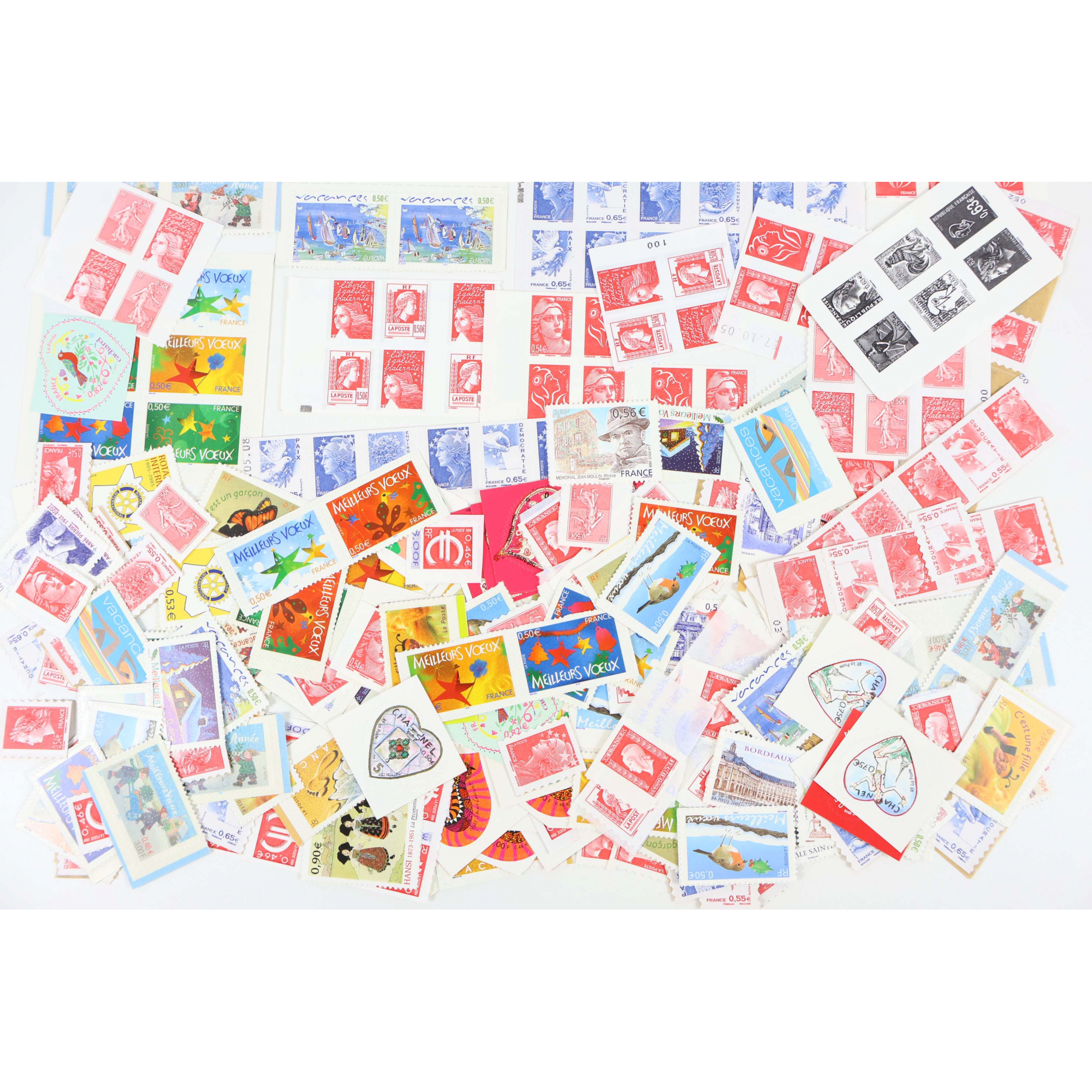 LOT DE TIMBRES POSTE AUTOADHÉSIFS DE FRANCE EN EUROS NEUFS VALEUR FACIALE 211€