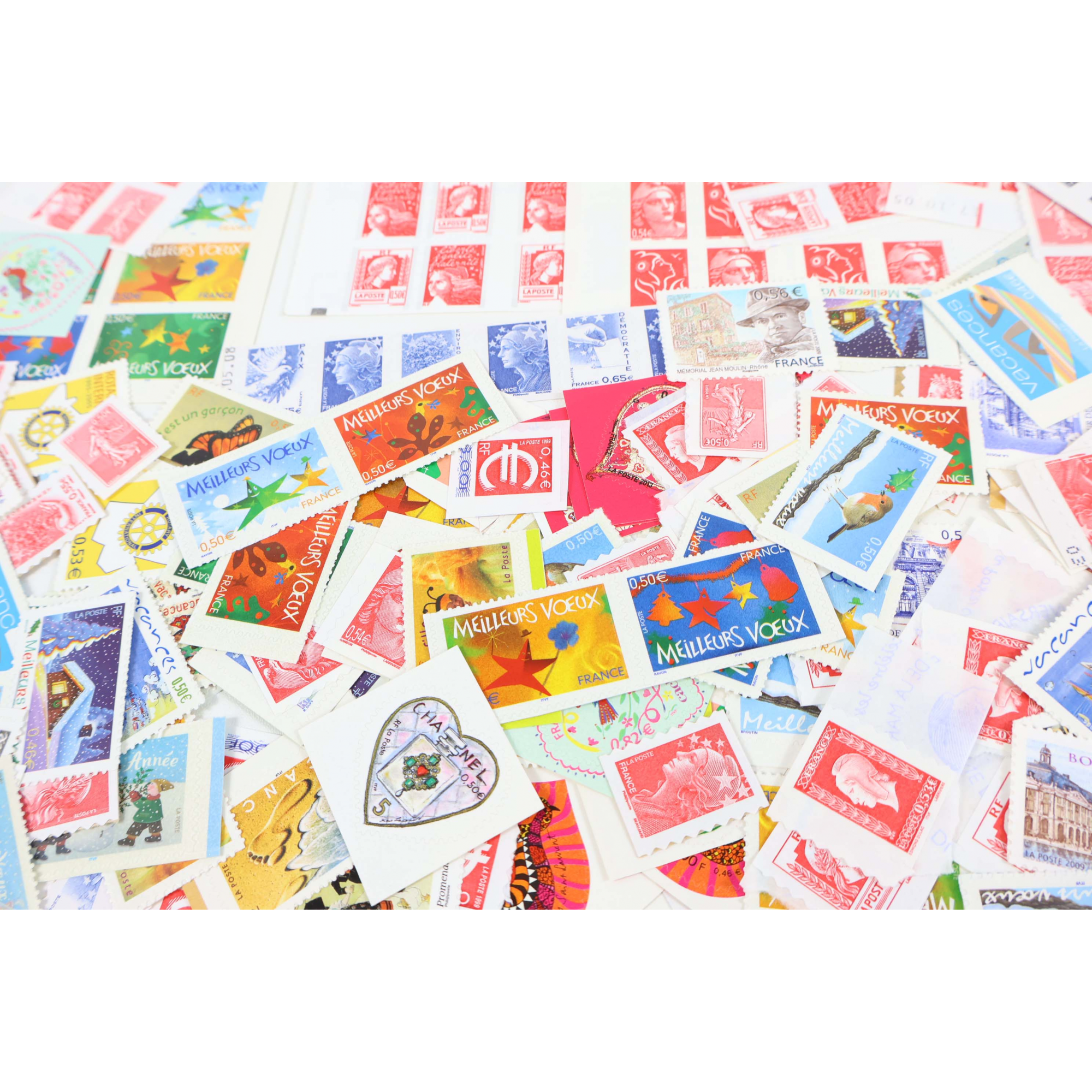 LOT DE TIMBRES POSTE AUTOADHÉSIFS DE FRANCE EN EUROS NEUFS VALEUR FACIALE 211€
