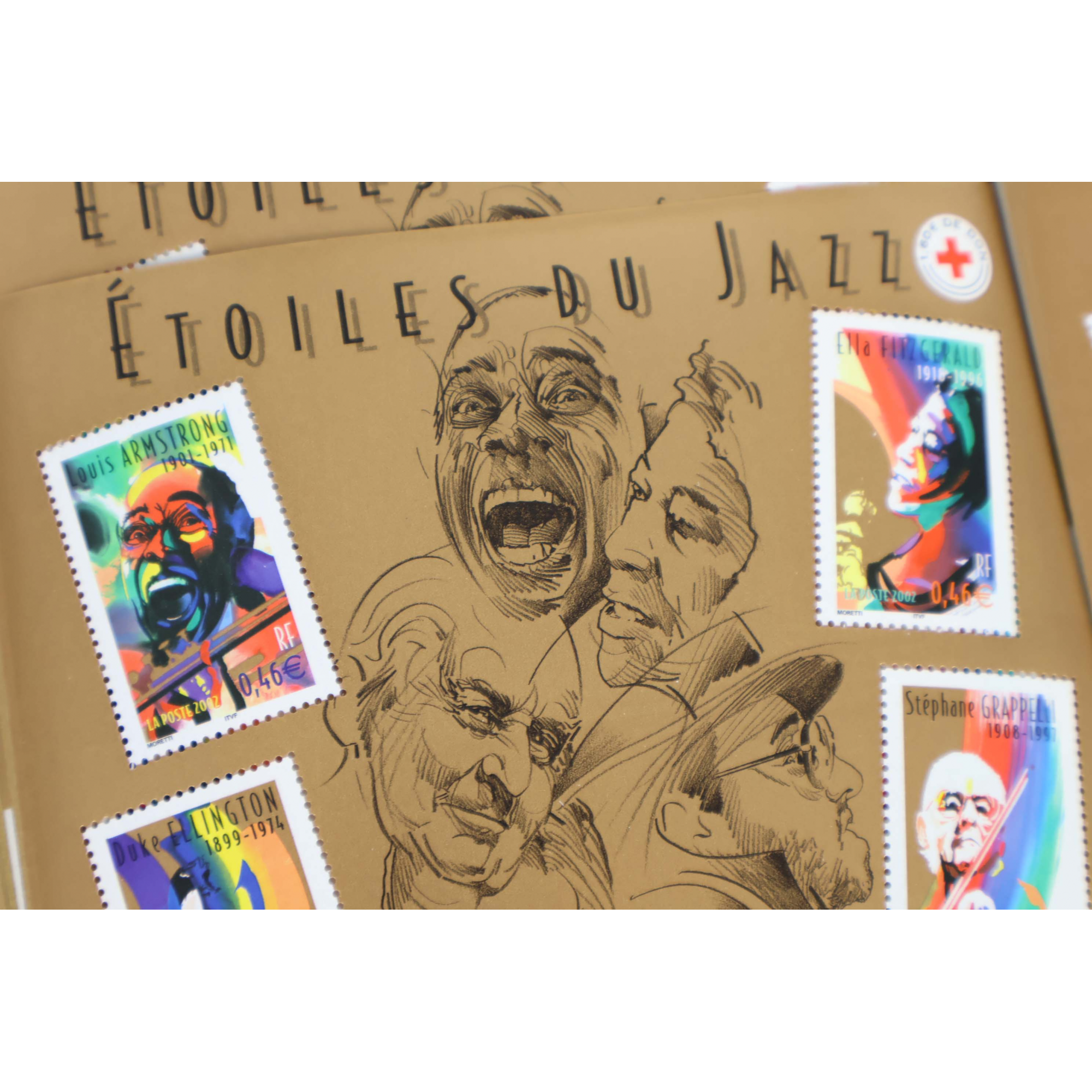 LOT 100 BLOCS N° 50 ÉTOILES DU JAZZ, TIMBRES NEUFS** 0.46€ X 6, FACIALE 276€