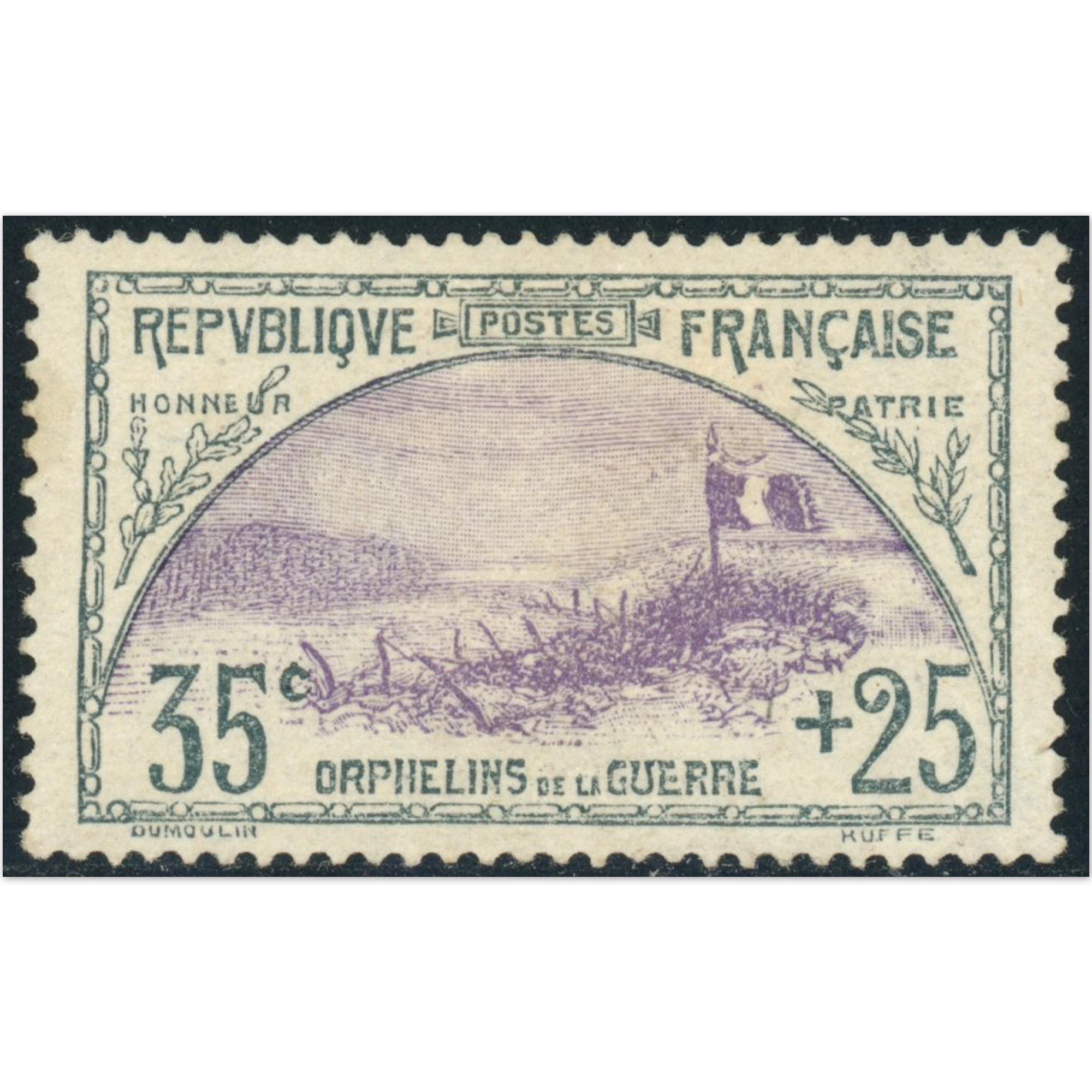 FRANCE N°152 1ÈRE ORPHELIN NEUF REGOMMÉ CONSIDÉRÉ NEUF SANS GOMME ANNÉE 1918