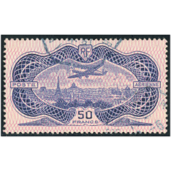 FRANCE POSTE AÉRIENNE N°15 TIMBRE OBLITÉRÉ ANNÉE 1936 SIGNÉ BRUN COTE 400€