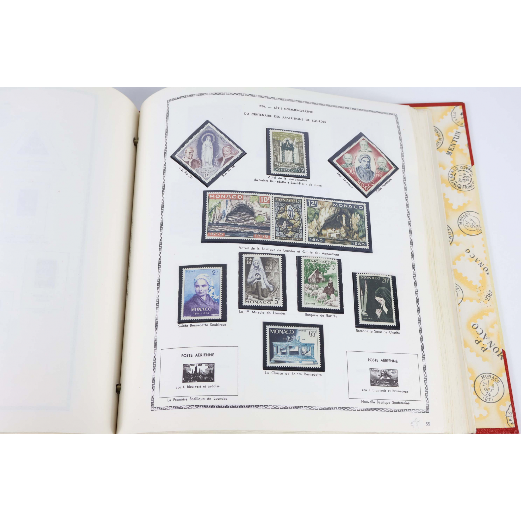 MONACO COLLECTION DE 1954 À 1976 TIMBRES NEUFS ALBUM HISTORIQUE ET GÉOGRAPHIQUE