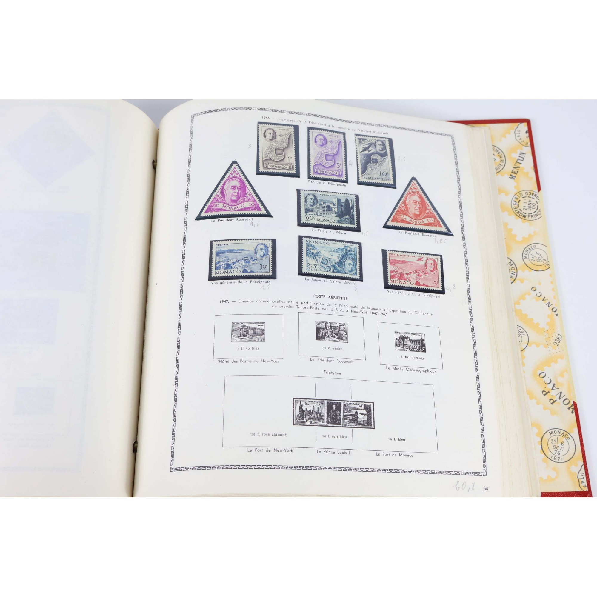 MONACO COLLECTION DE 1954 À 1976 TIMBRES NEUFS ALBUM HISTORIQUE ET GÉOGRAPHIQUE
