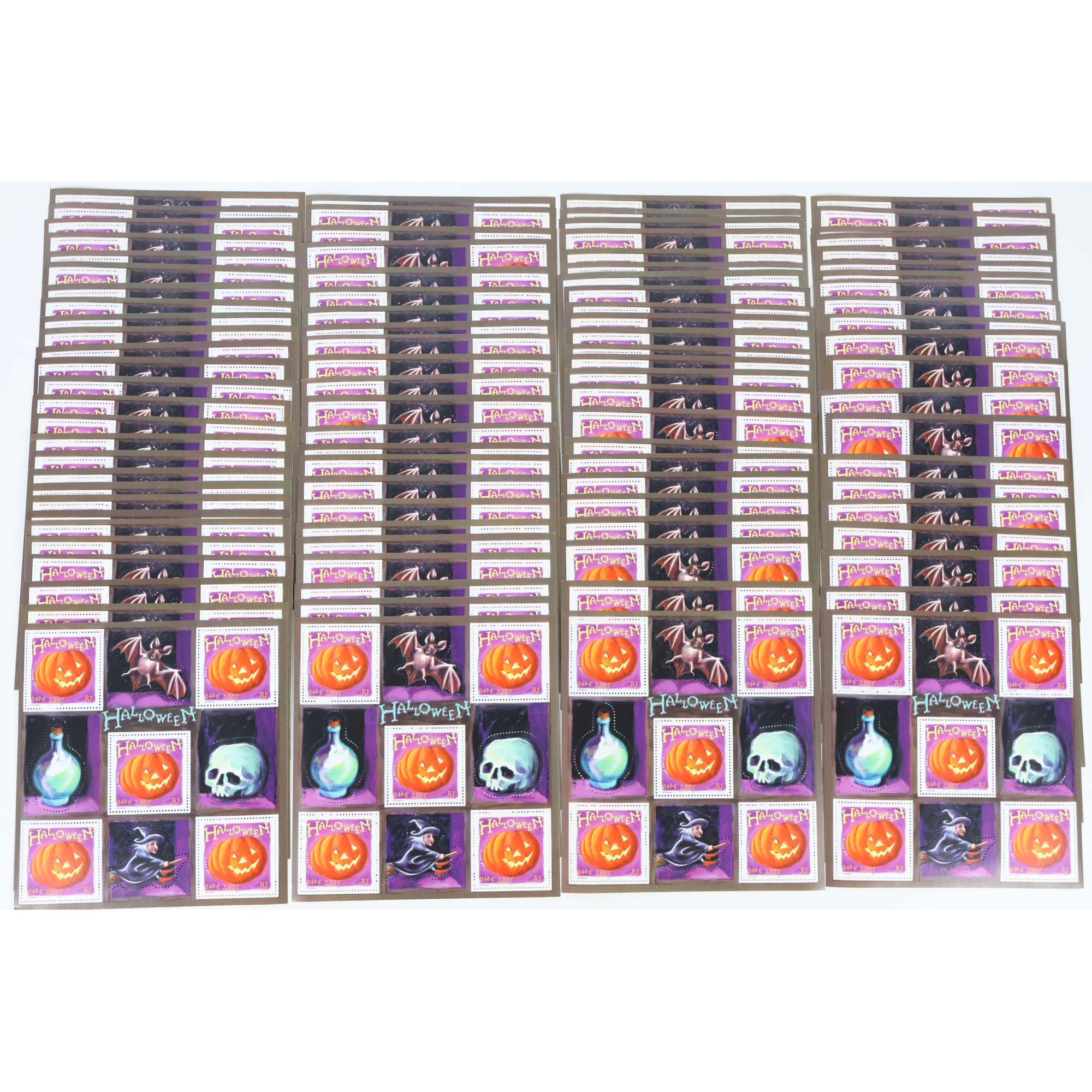 LOT 100 BLOCS N° 40 HALLOWEEN TIMBRES NEUFS** 0.46€ X 5 VALEUR FACIALE 230 EUROS