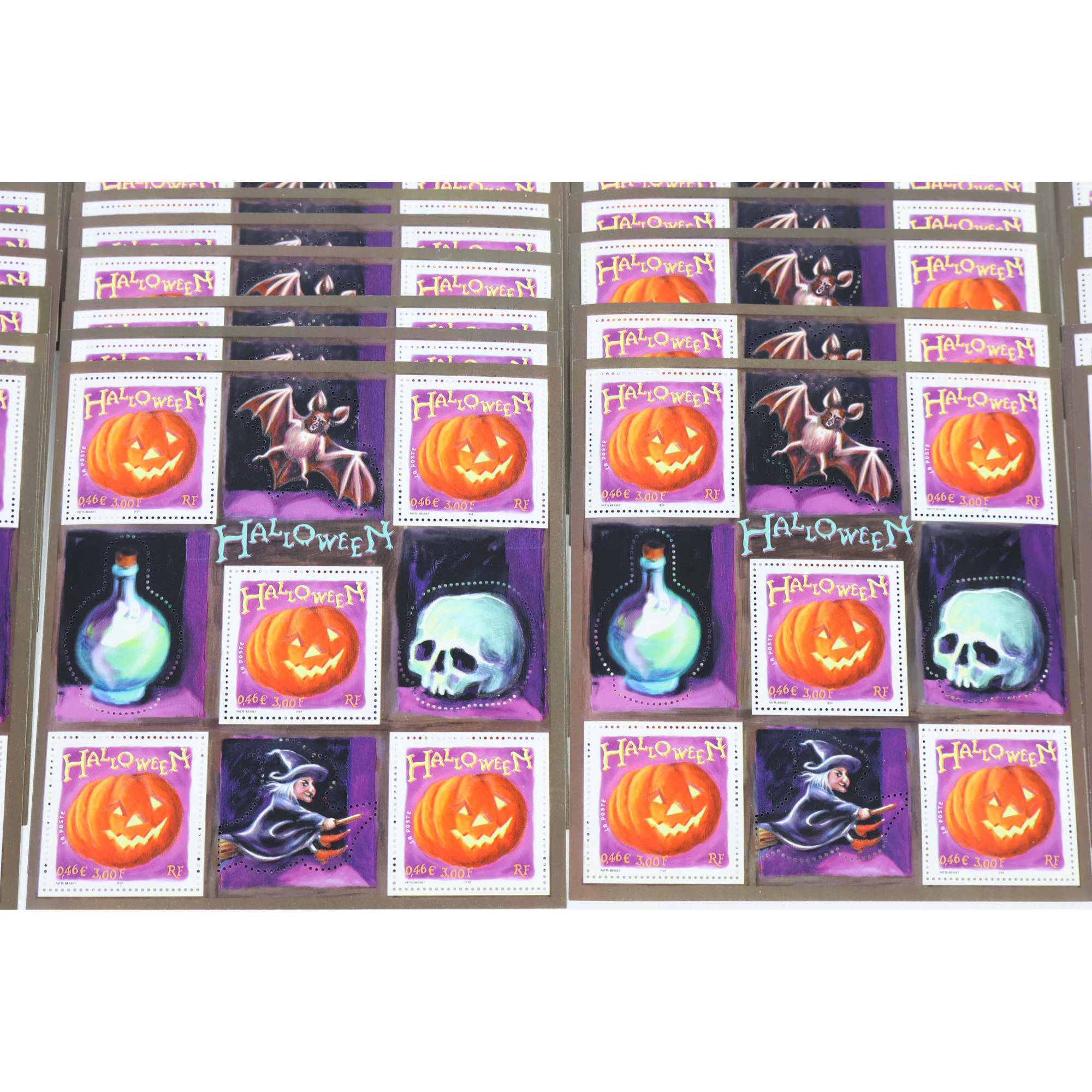 LOT 100 BLOCS N° 40 HALLOWEEN TIMBRES NEUFS** 0.46€ X 5 VALEUR FACIALE 230 EUROS