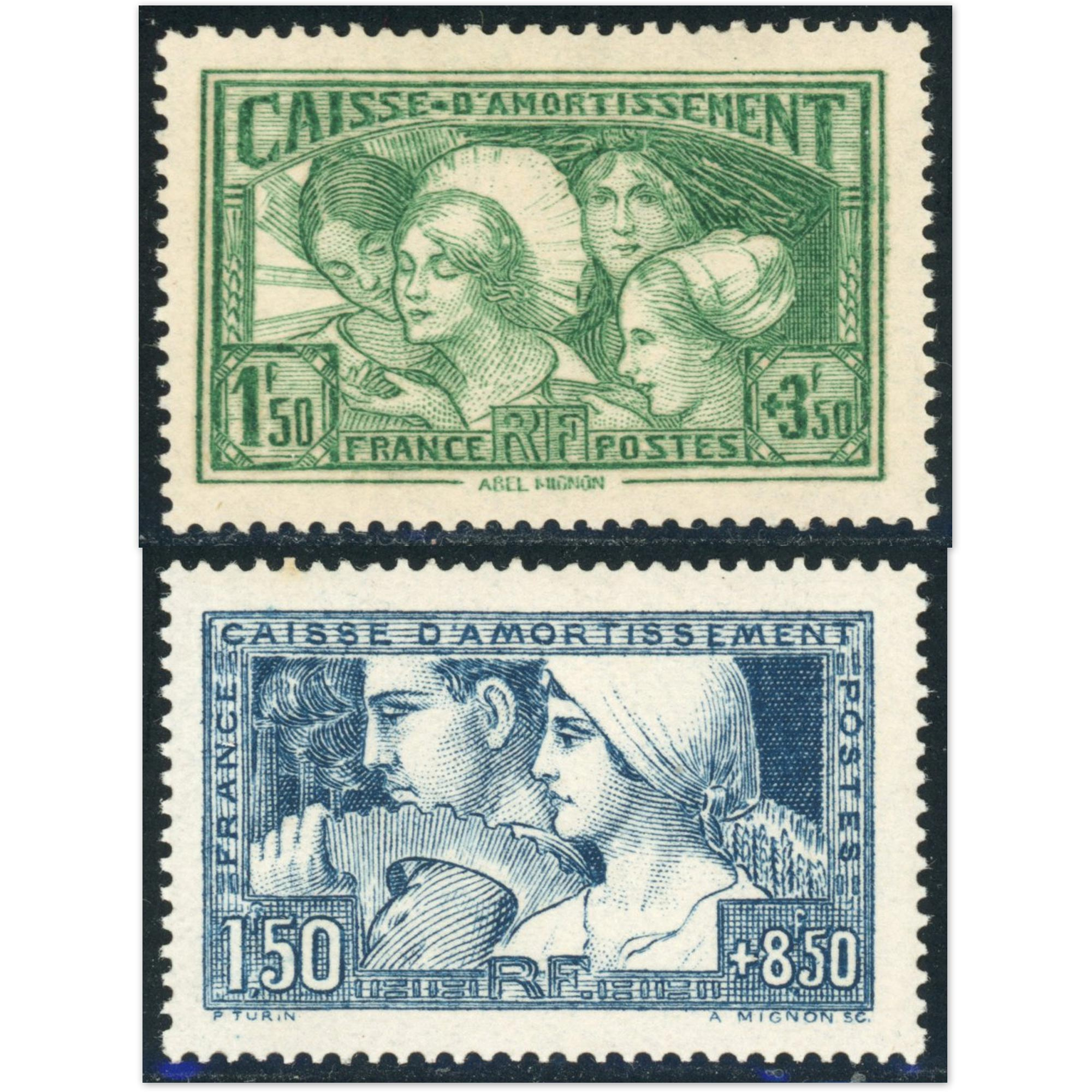 FRANCE N°252 ET 269 CAISSE AMORTISSEMENT TIMBRES NEUFS REGOMMÉS CONSIDÉRÉS SG