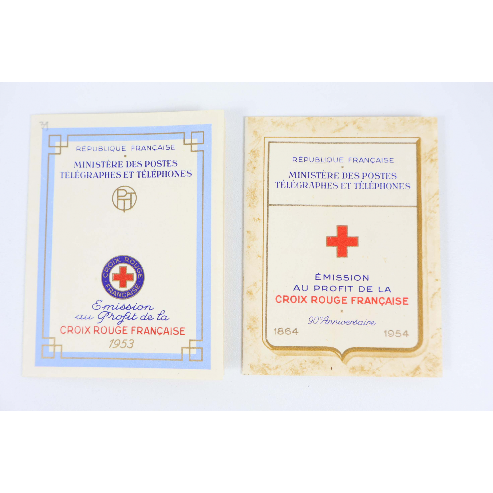 FRANCE CARNETS CROIX-ROUGE DE 1953 ET 1954 TIMBRES NEUFS** COTE 340€