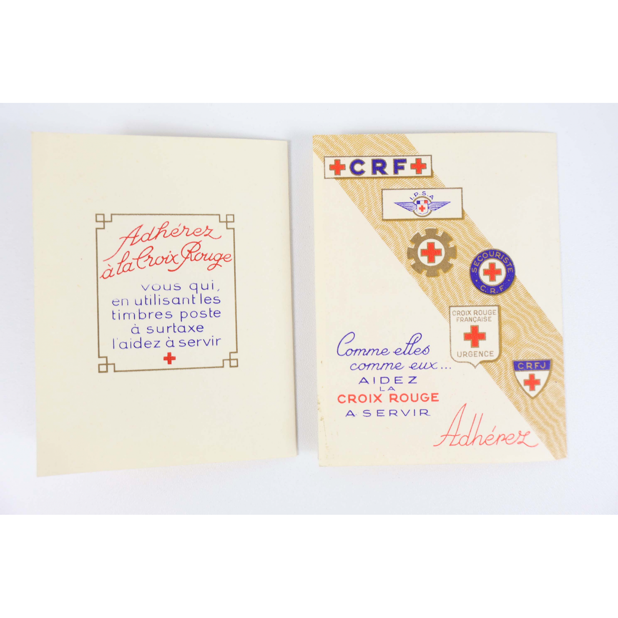 FRANCE CARNETS CROIX-ROUGE DE 1953 ET 1954 TIMBRES NEUFS** COTE 340€