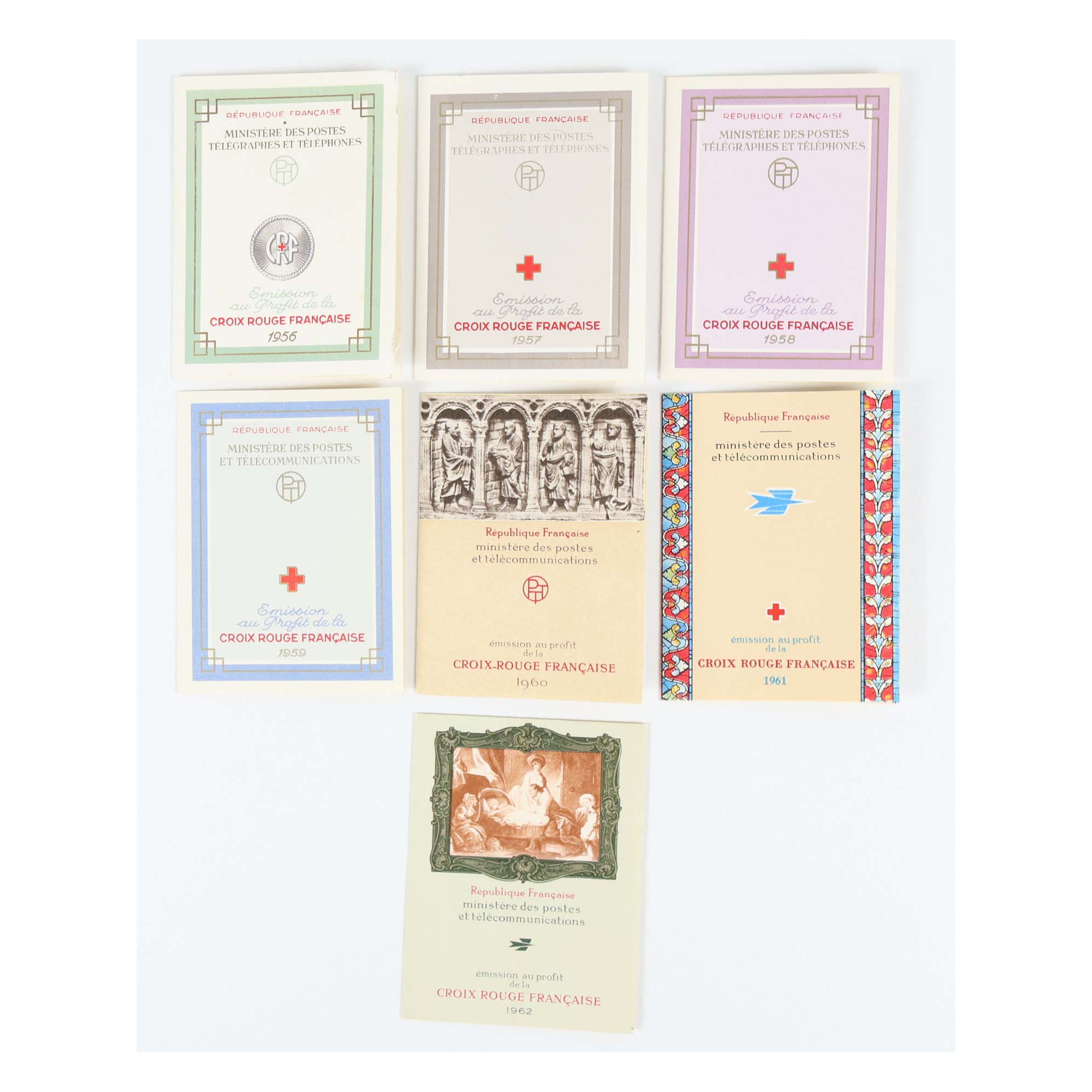 FRANCE COLLECTION COMPLÈTE CARNETS CROIX-ROUGE DE 1956 À 1962 TIMBRES NEUFS**