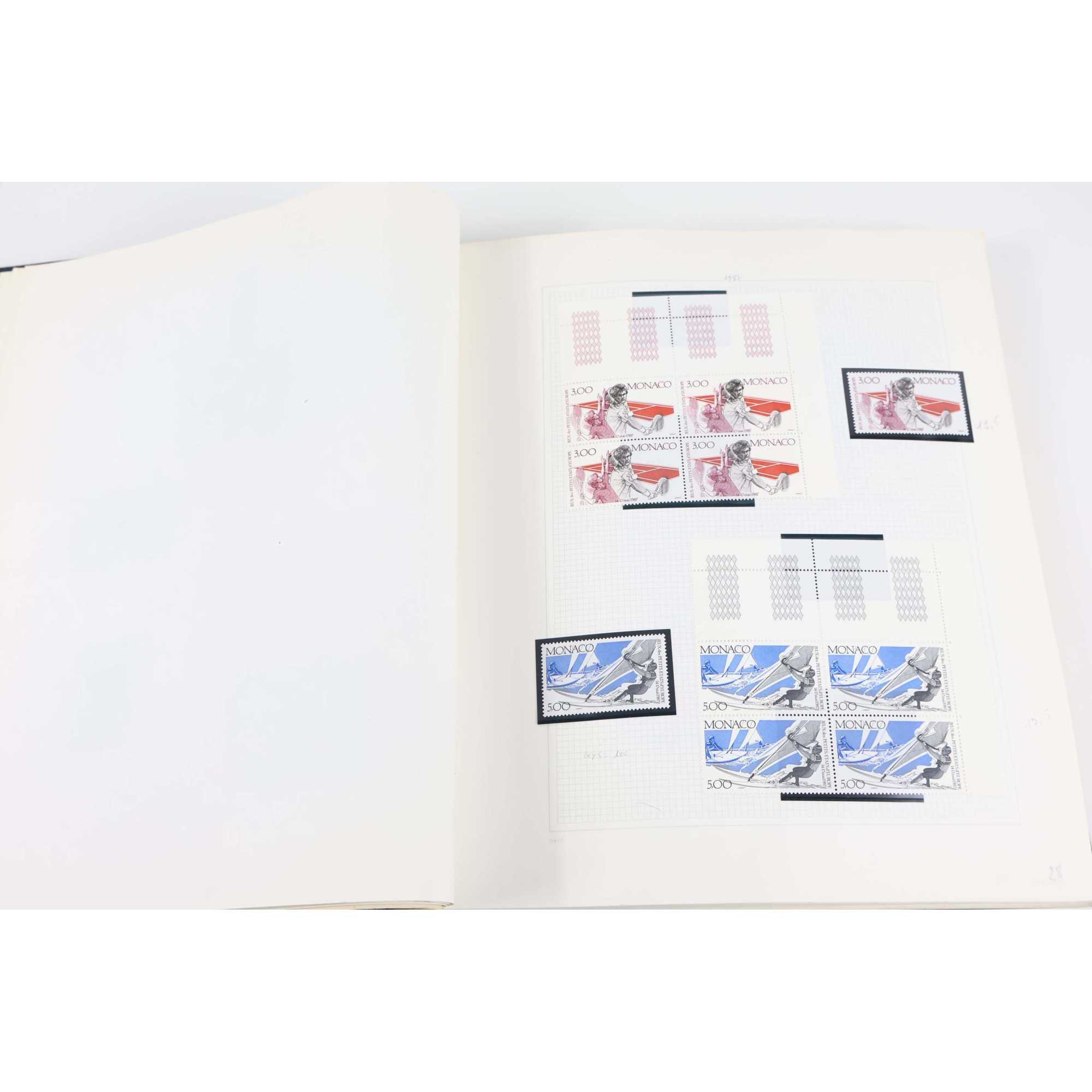 STOCK DE MONACO DE 1987 À 1990 TIMBRES NEUFS EN BLOC DE 4/6/8 COTE ÉLEVÉE