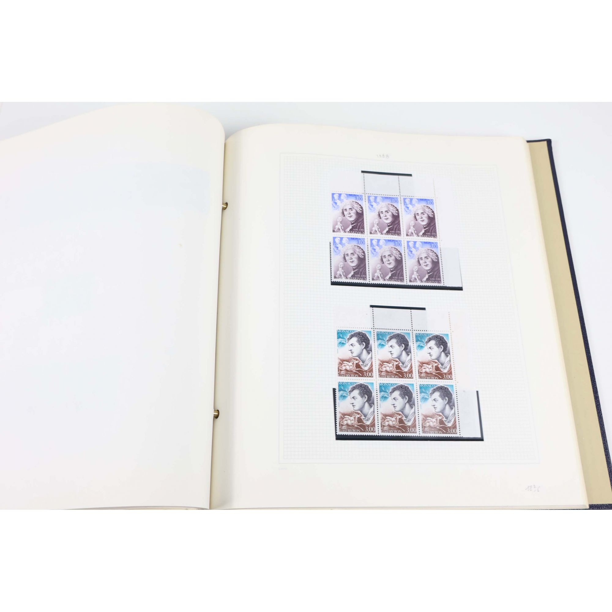 STOCK DE MONACO DE 1987 À 1990 TIMBRES NEUFS EN BLOC DE 4/6/8 COTE ÉLEVÉE