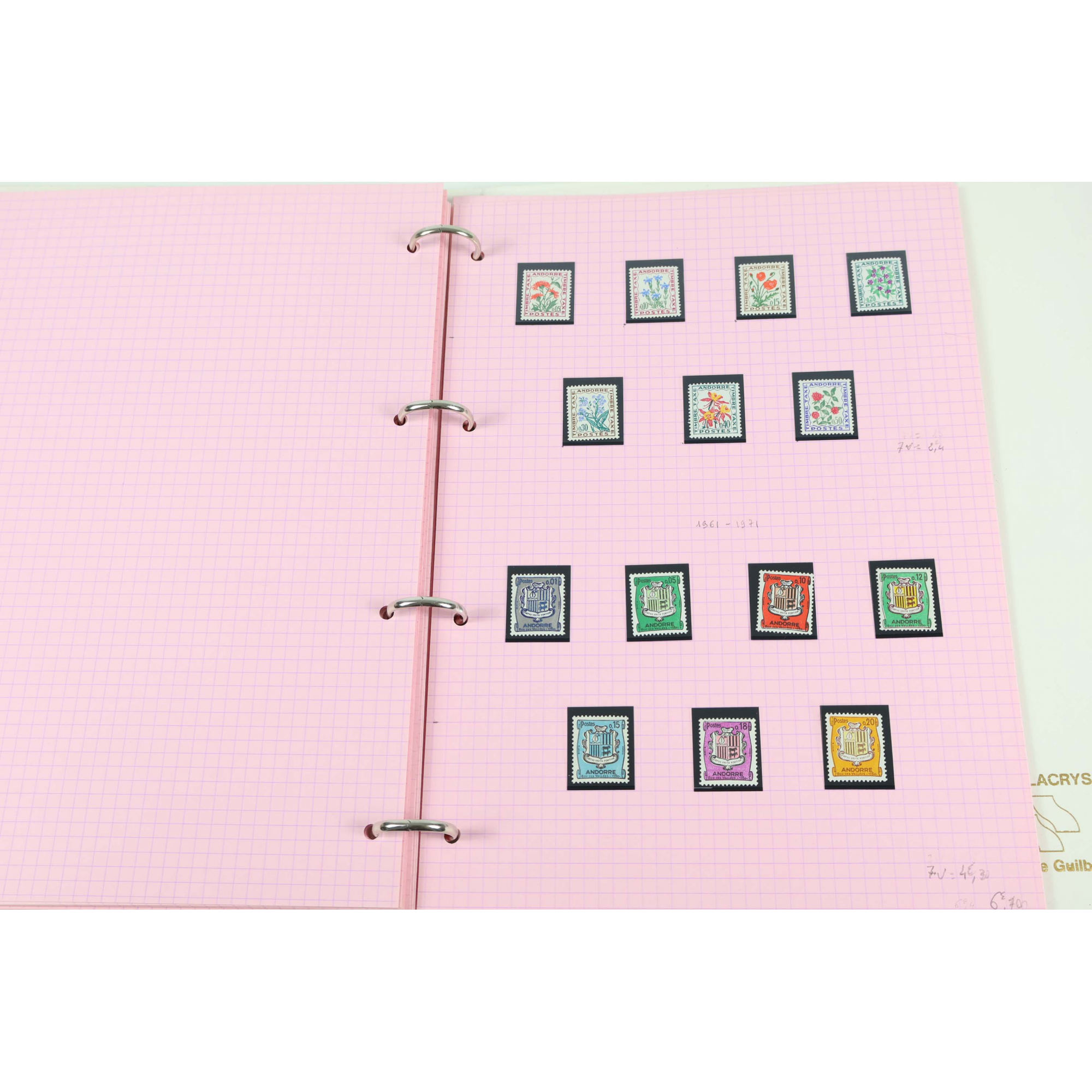 ANDORRE COLLECTION / STOCK MODERNE DE TIMBRES NEUFS** CLASSEUR AVEC POCHETTES