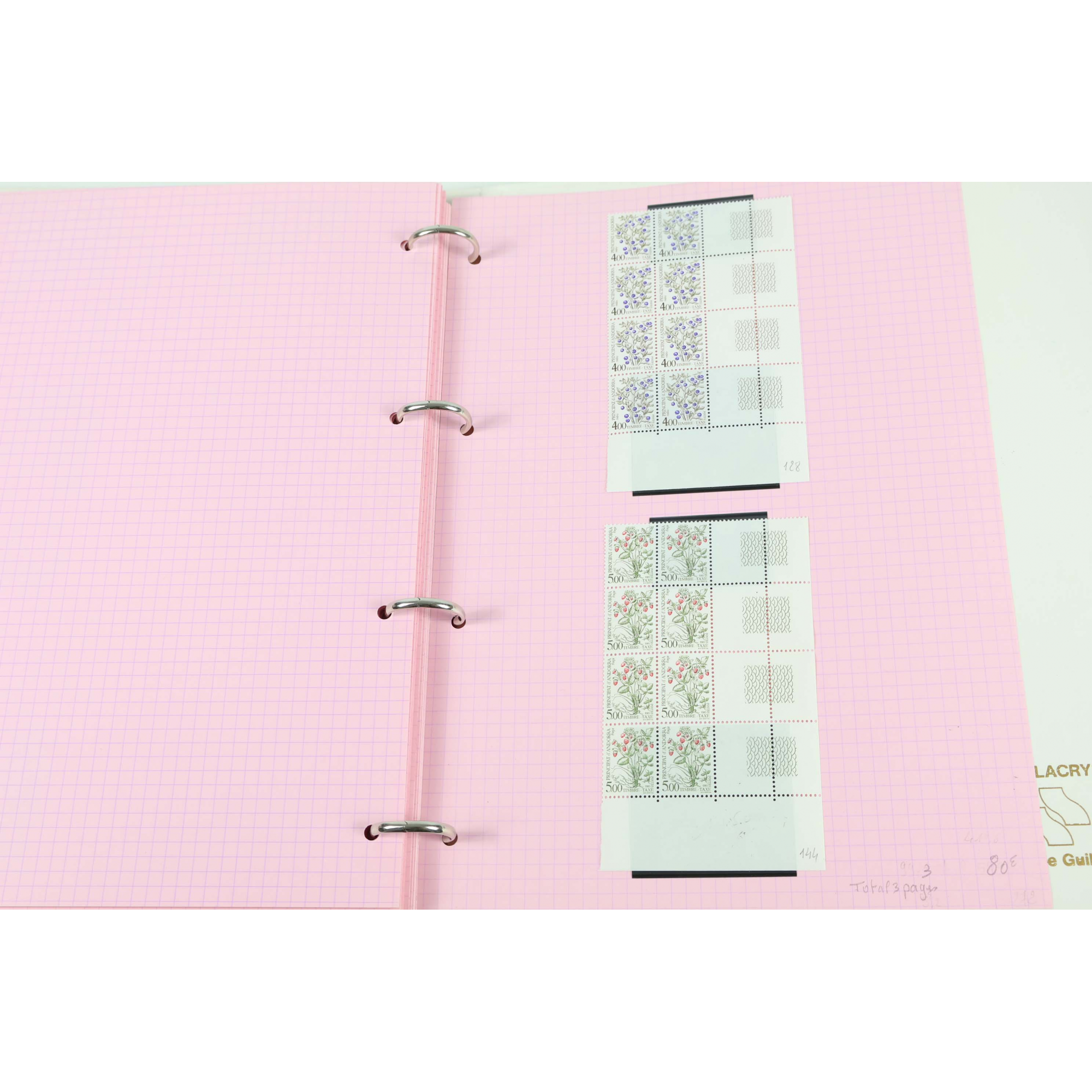 ANDORRE COLLECTION / STOCK MODERNE DE TIMBRES NEUFS** CLASSEUR AVEC POCHETTES