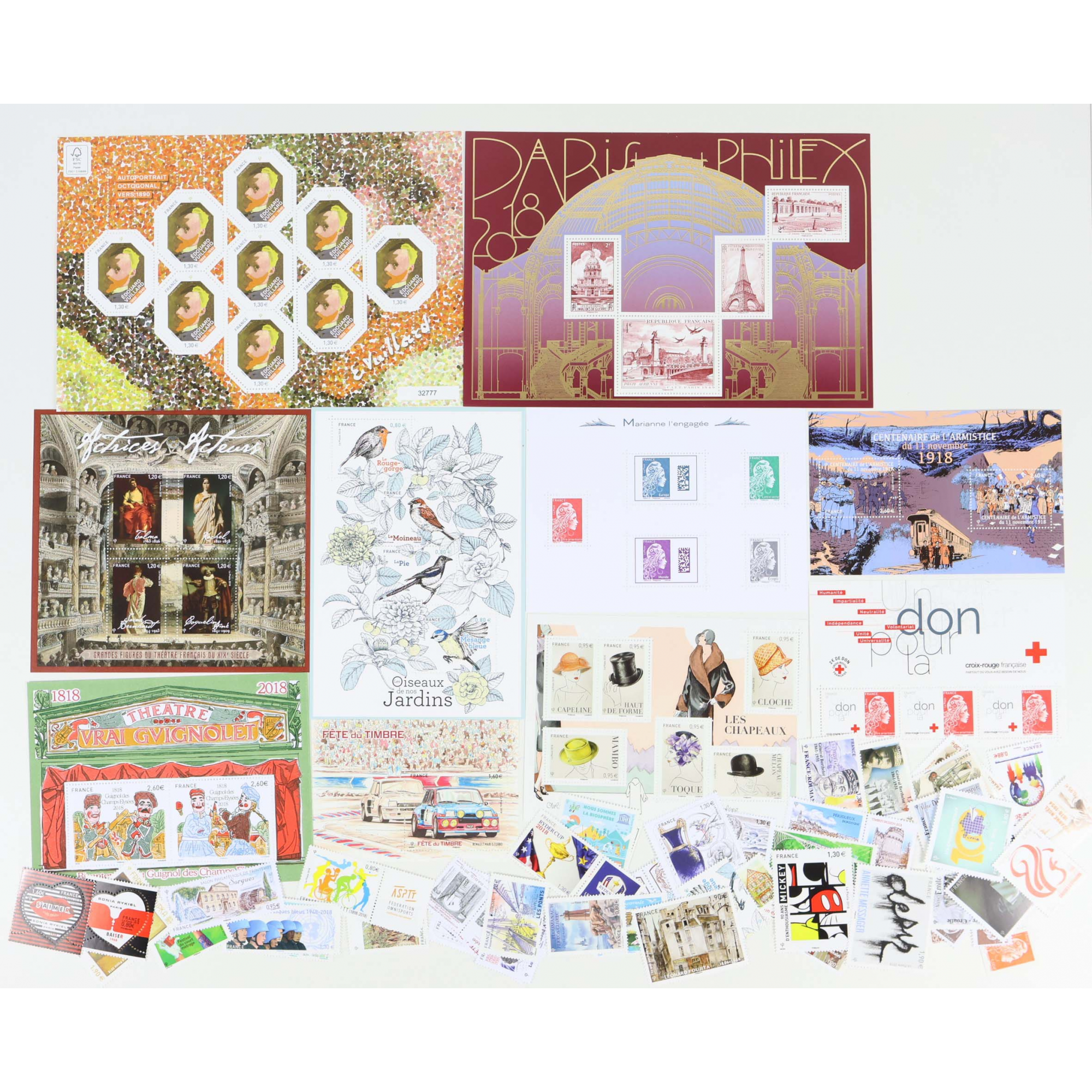 FRANCE LOT DE TIMBRES ET BLOCS-FEUILLET NEUFS** DE 2018 FACIALE 117€