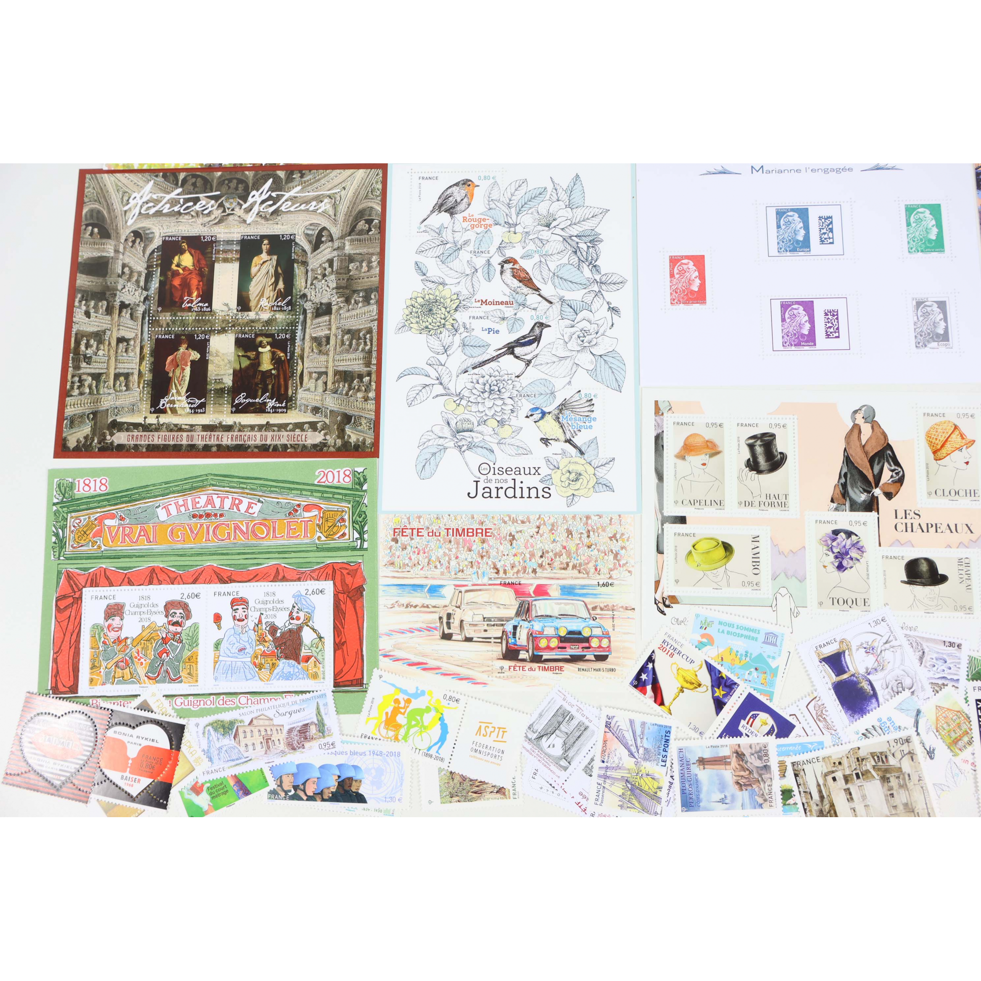 FRANCE LOT DE TIMBRES ET BLOCS-FEUILLET NEUFS** DE 2018 FACIALE 117€