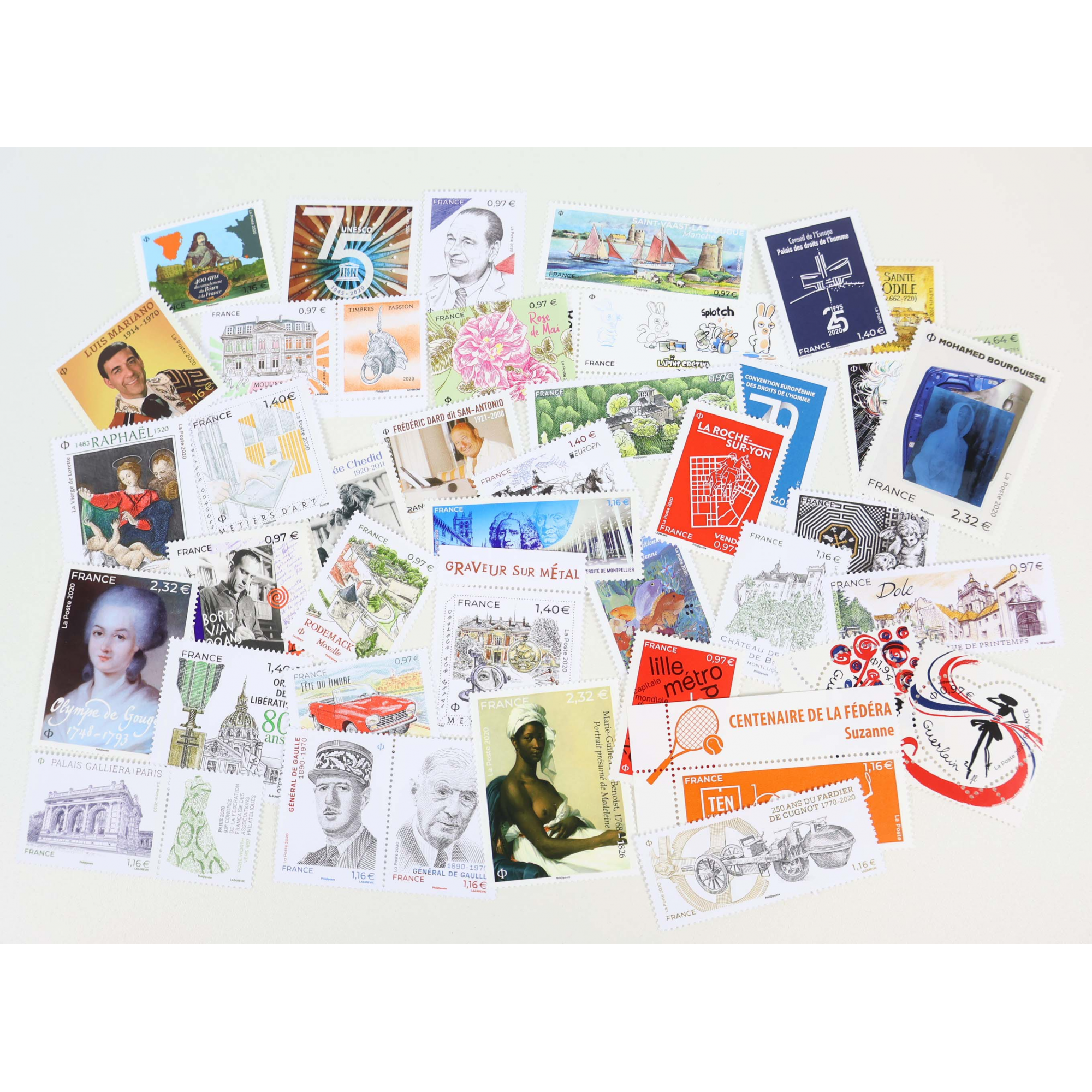 FRANCE LOT DE TIMBRES ET BLOCS-FEUILLET NEUFS** DE 2019 À 2021 FACIALE 188€