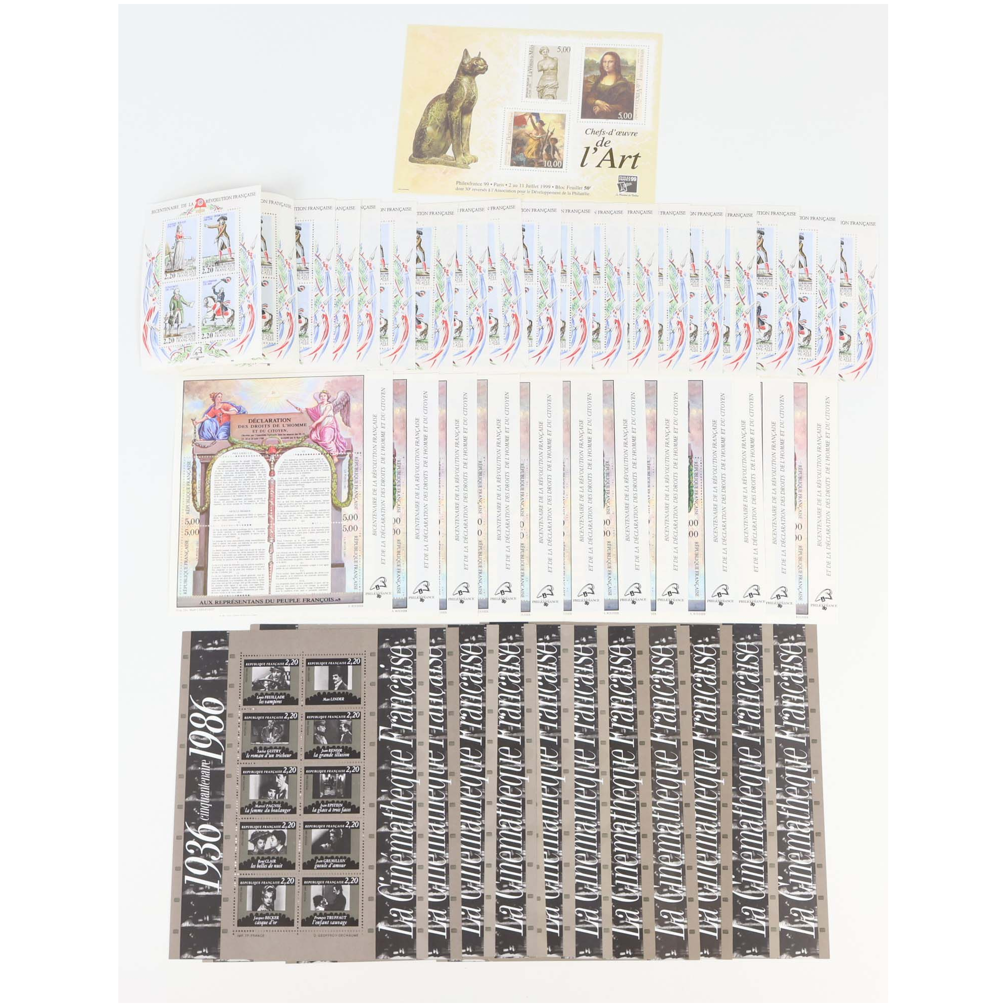 FRANCE LOT DE BLOCS-FEUILLETS EN FRANCS DE 1986 À 1989 VALEUR FACIALE 100€