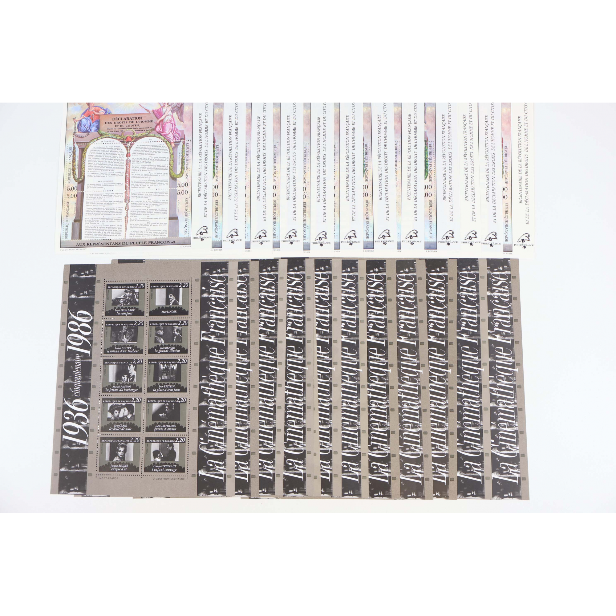 FRANCE LOT DE BLOCS-FEUILLETS EN FRANCS DE 1986 À 1989 VALEUR FACIALE 100€