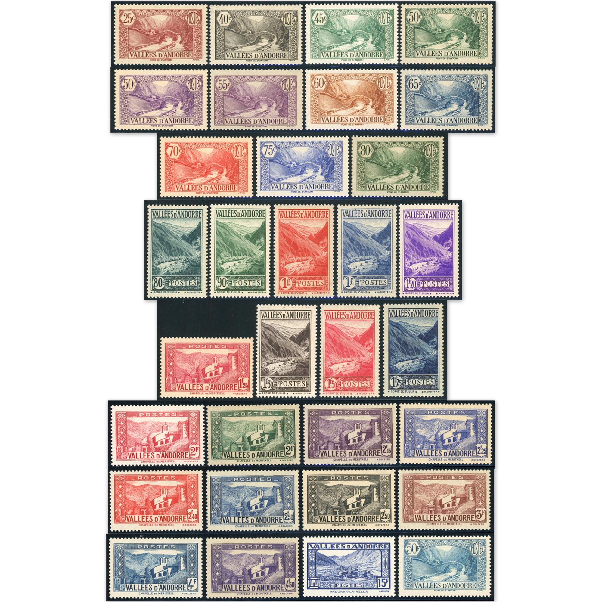 ANDORRE FRANÇAIS N°61 À 92 SÉRIE COMPLÈTE PAYSAGES TIMBRES NEUFS** COTE 670€