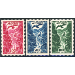 ANDORRE FRANÇAIS POSTE AÉRIENNE N°2 À 4 SÉRIE COMPLÈTE PAYSAGES TIMBRES NEUFS**