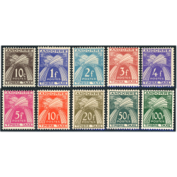 ANDORRE FRANÇAIS TIMBRES-TAXE N°32 À 41 SÉRIE COMPLÈTE TIMBRES NEUFS** COTE 235€