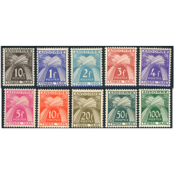 ANDORRE FRANCAIS TIMBRES-TAXE N°32 À 41 SÉRIE COMPLÈTE TIMBRES NEUFS COTE 235€