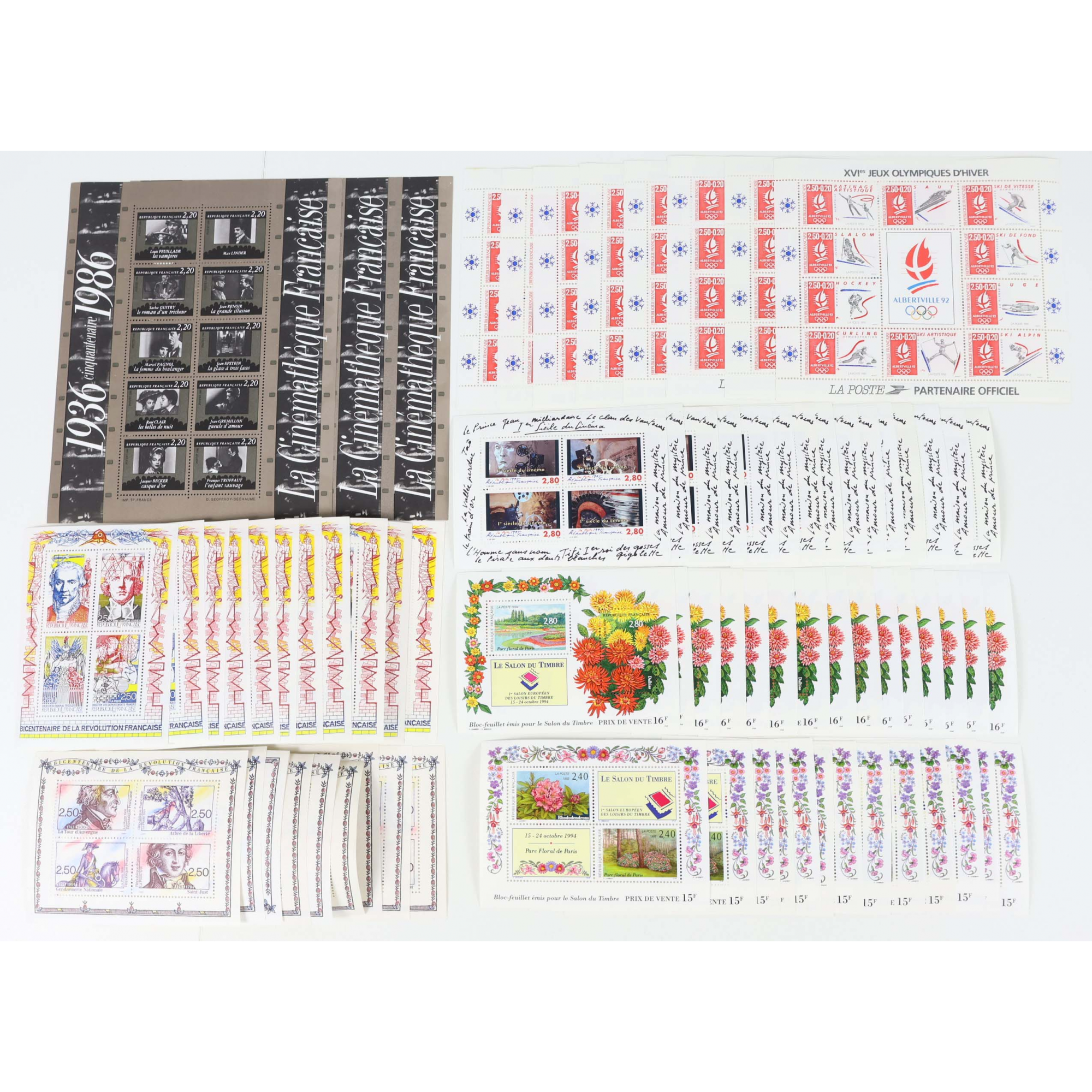 FRANCE LOT DE BLOCS-FEUILLETS EN FRANCS POUR COLLECTION OU COURRIER VF 127€