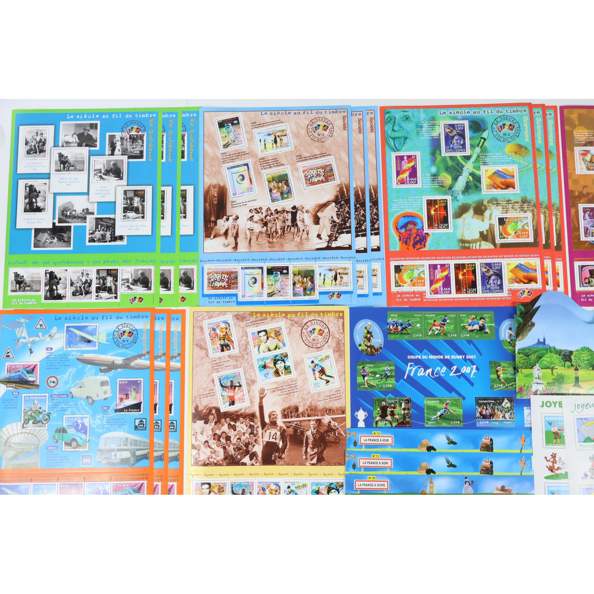 FRANCE LOT DE BLOCS-FEUILLETS ET TIMBRES EN EUROS COLLECTION/COURRIER VF 269€