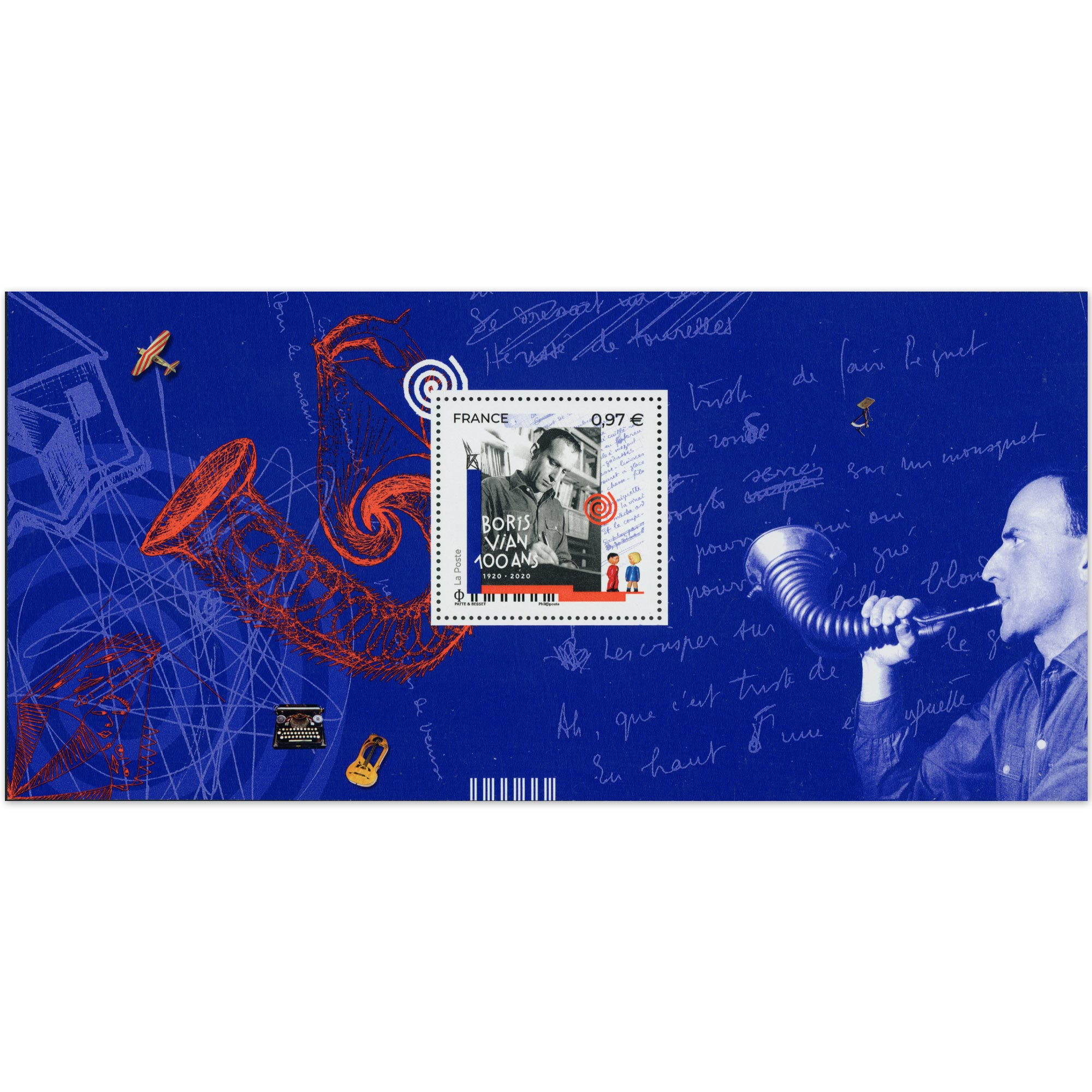 FRANCE, BLOC SOUVENIR N° 165, BORIS VIAN ANNÉE 2020 NEUF**