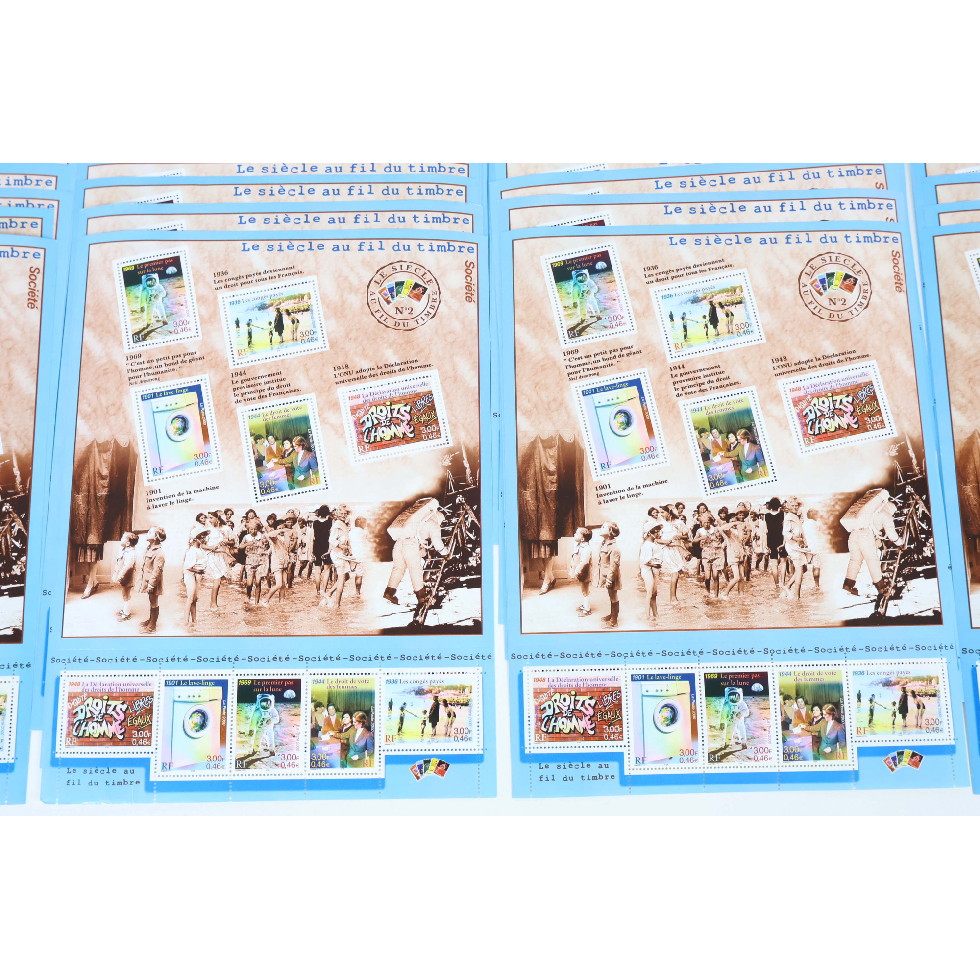 LOT 100 BLOCS N° 32 LE SIÈCLE AU FIL DU TIMBRE II, NEUFS** 0.46€ X 10 VF 460€