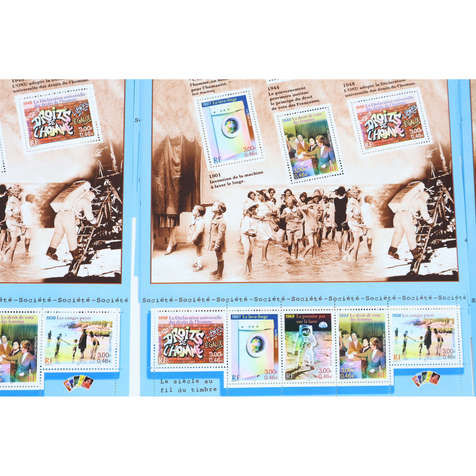 LOT 100 BLOCS N° 32 LE SIÈCLE AU FIL DU TIMBRE II, NEUFS** 0.46€ X 10 VF 460€