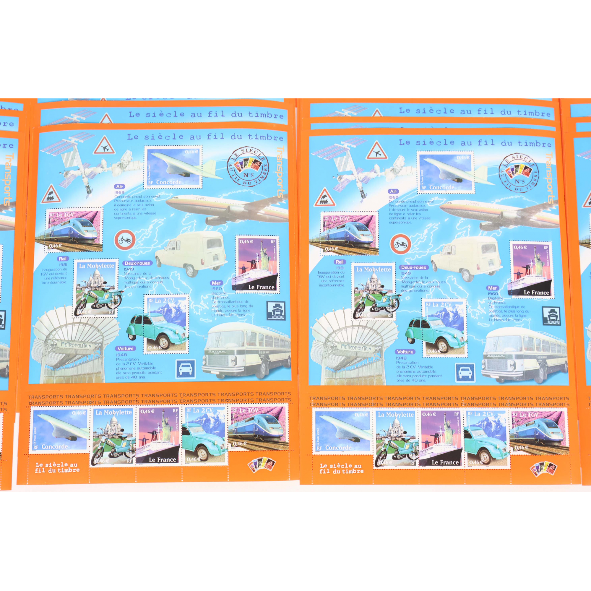 LOT 100 BLOCS N° 47 LE SIÈCLE AU FIL DU TIMBRE V, NEUFS** 0.46€ X 10 VF 460€