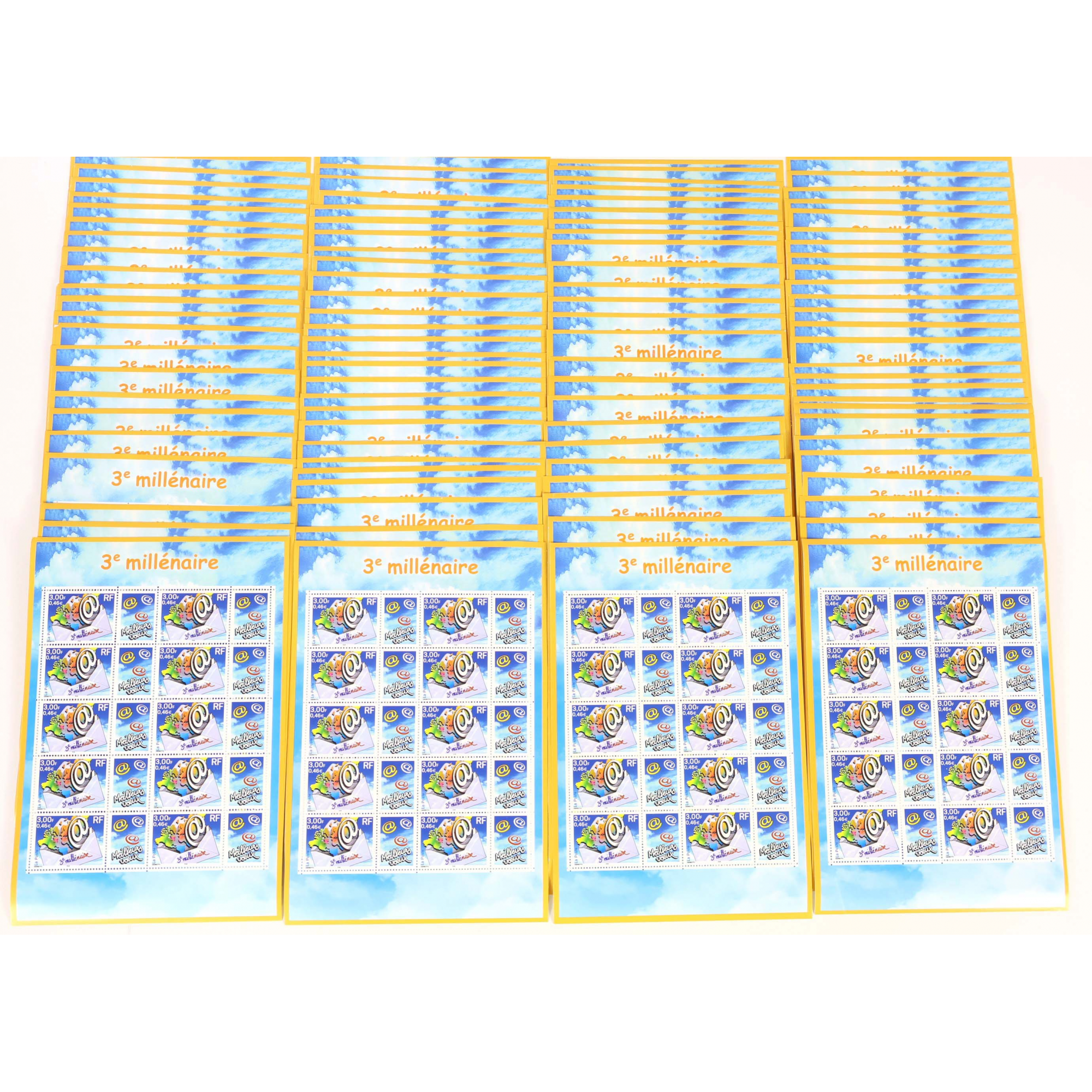 LOT 100 BLOCS N° F3365 PERSO 3e MILLÉNAIRE TIMBRES NEUFS** 0.46€ X 10 VF 460€