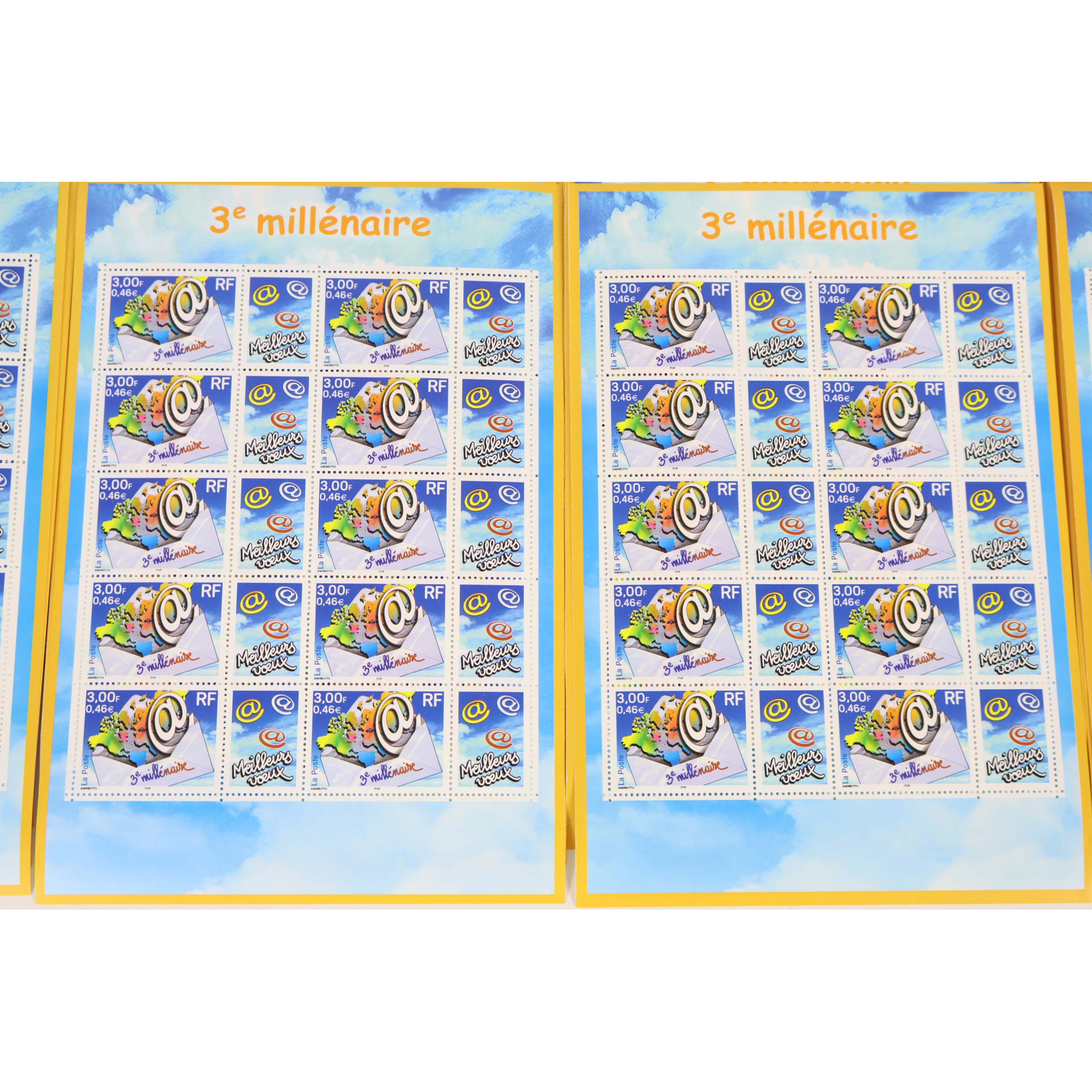 LOT 100 BLOCS N° F3365 PERSO 3e MILLÉNAIRE TIMBRES NEUFS** 0.46€ X 10 VF 460€
