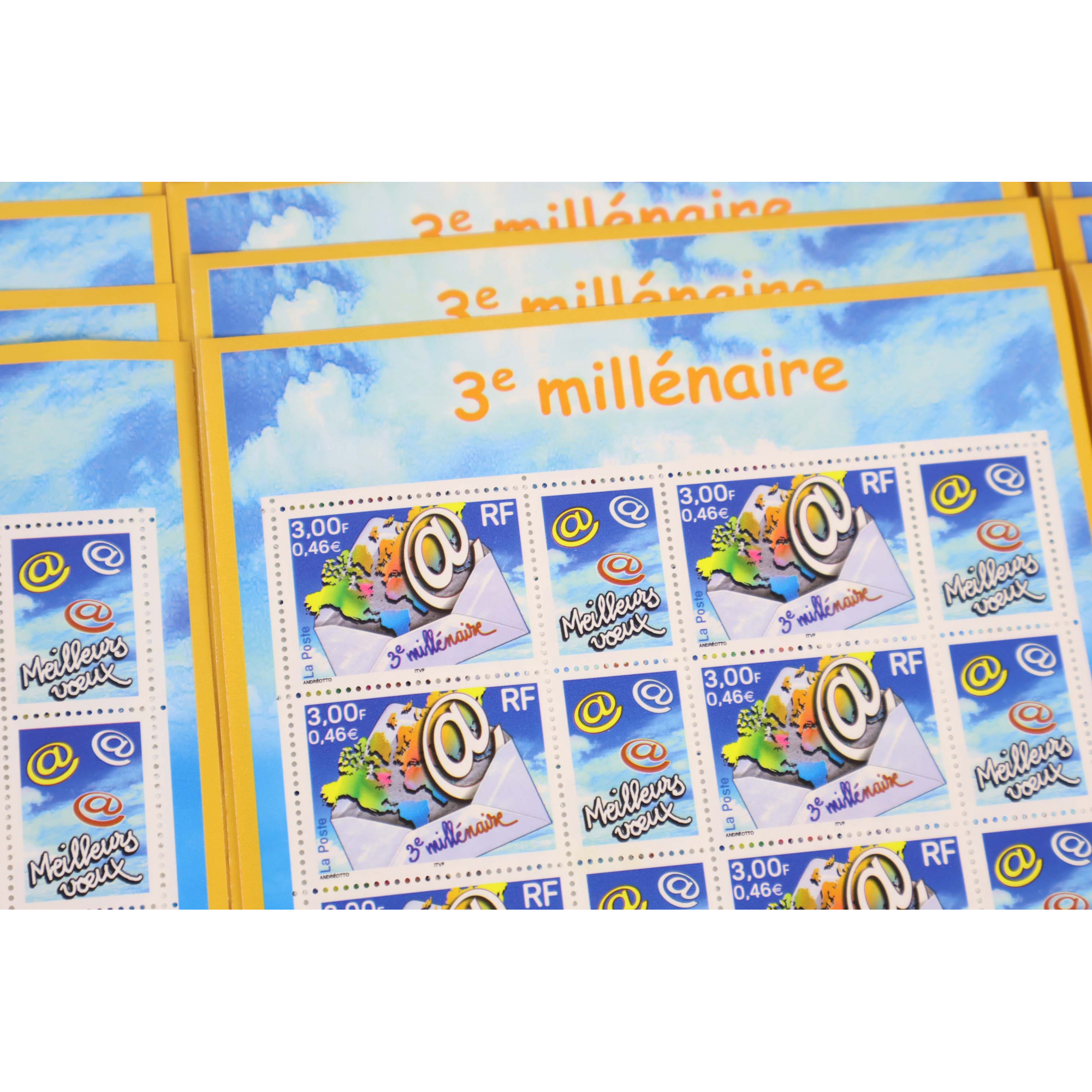 LOT 100 BLOCS N° F3365 PERSO 3e MILLÉNAIRE TIMBRES NEUFS** 0.46€ X 10 VF 460€
