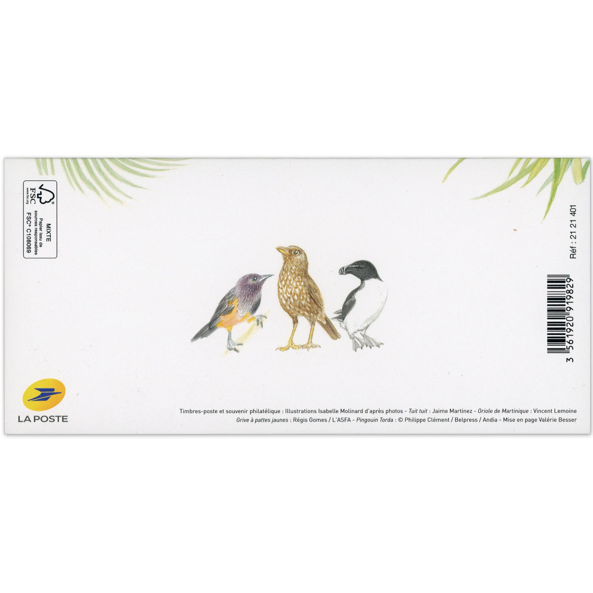 FRANCE, BLOC SOUVENIR N° 175, OISEAUX DES ÎLES ANNÉE 2021 NEUF**