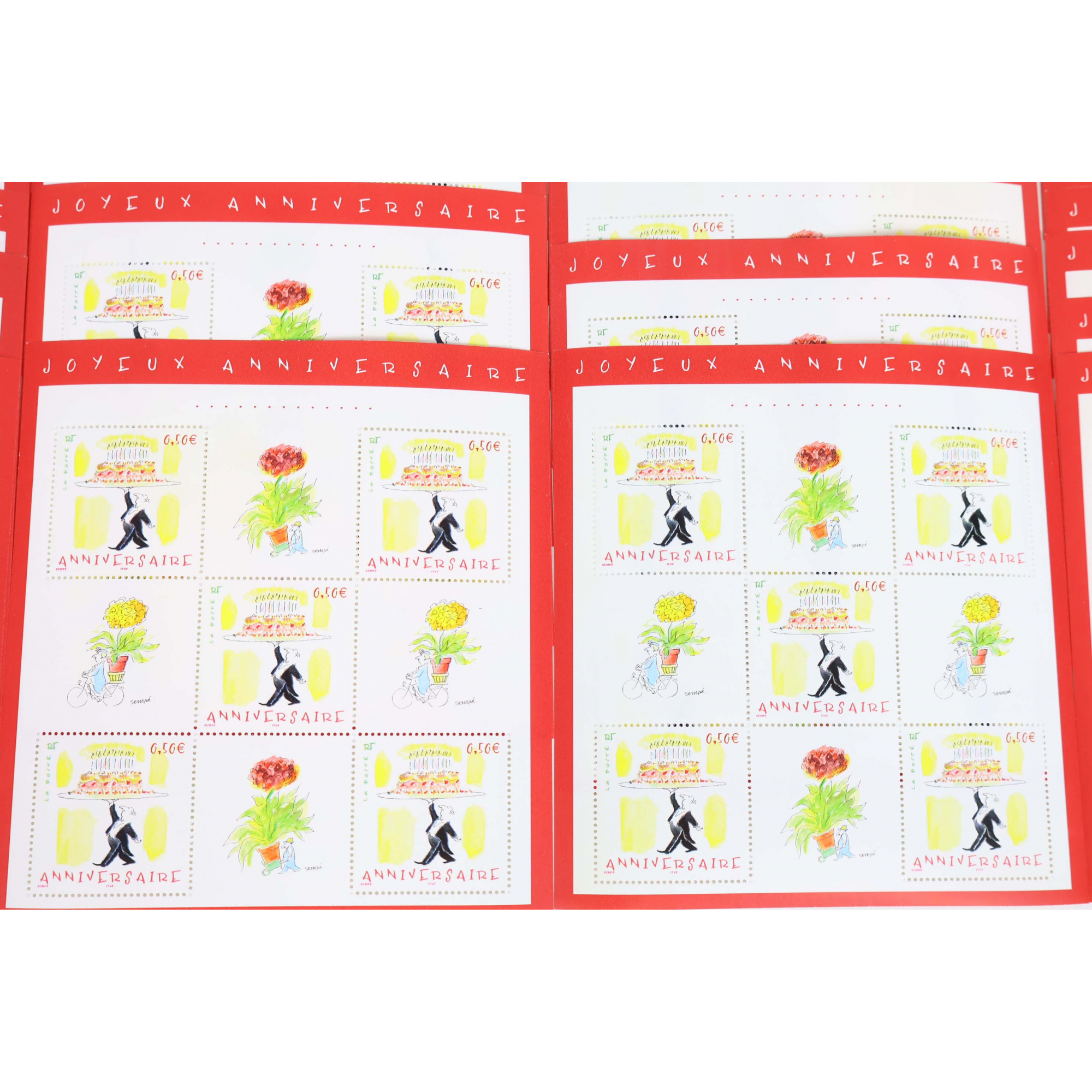 LOT 100 BLOCS N° 75 ANNIVERSAIRE J.SEMPÉ TIMBRES NEUFS** 0.50€ X 5 FACIALE 250€