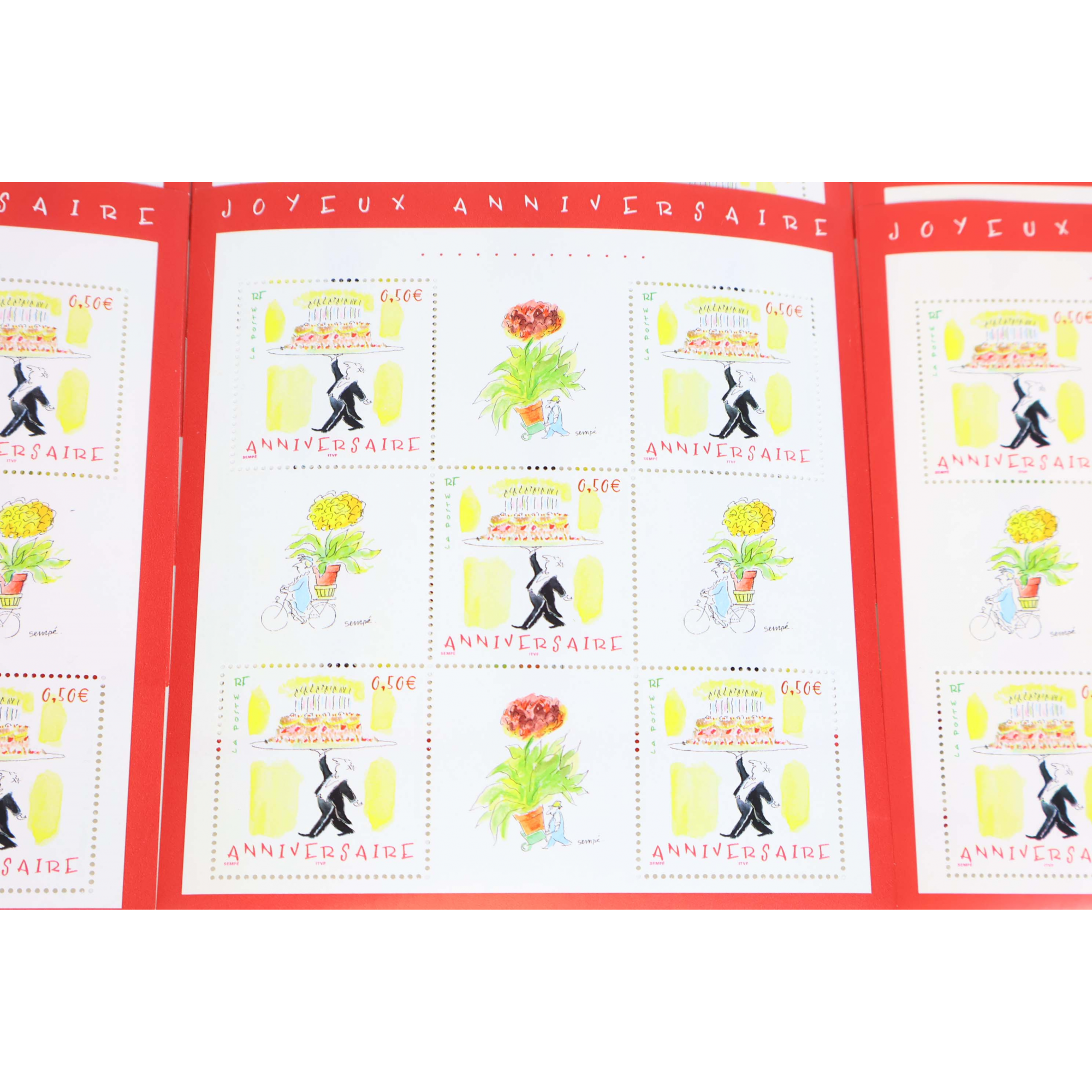LOT 100 BLOCS N° 75 ANNIVERSAIRE J.SEMPÉ TIMBRES NEUFS** 0.50€ X 5 FACIALE 250€