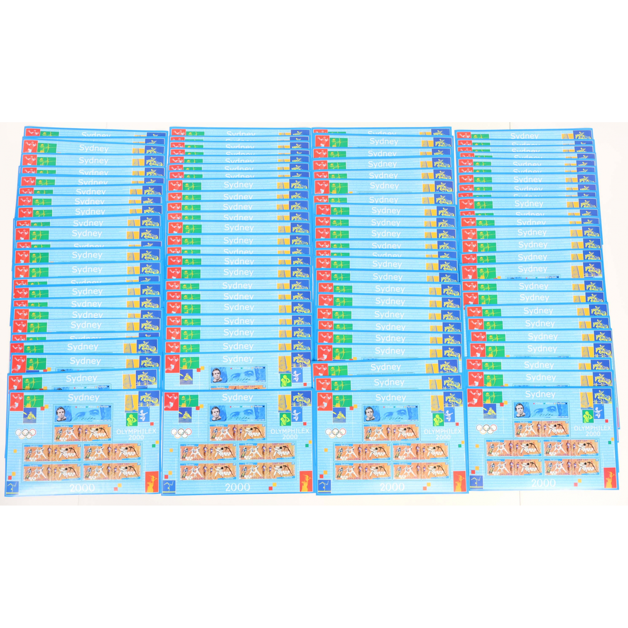 LOT 100 BLOCS N° 31A JO SYDNEY 2000 TIMBRES NEUFS** 0.46€ X 10 FACIALE 460€
