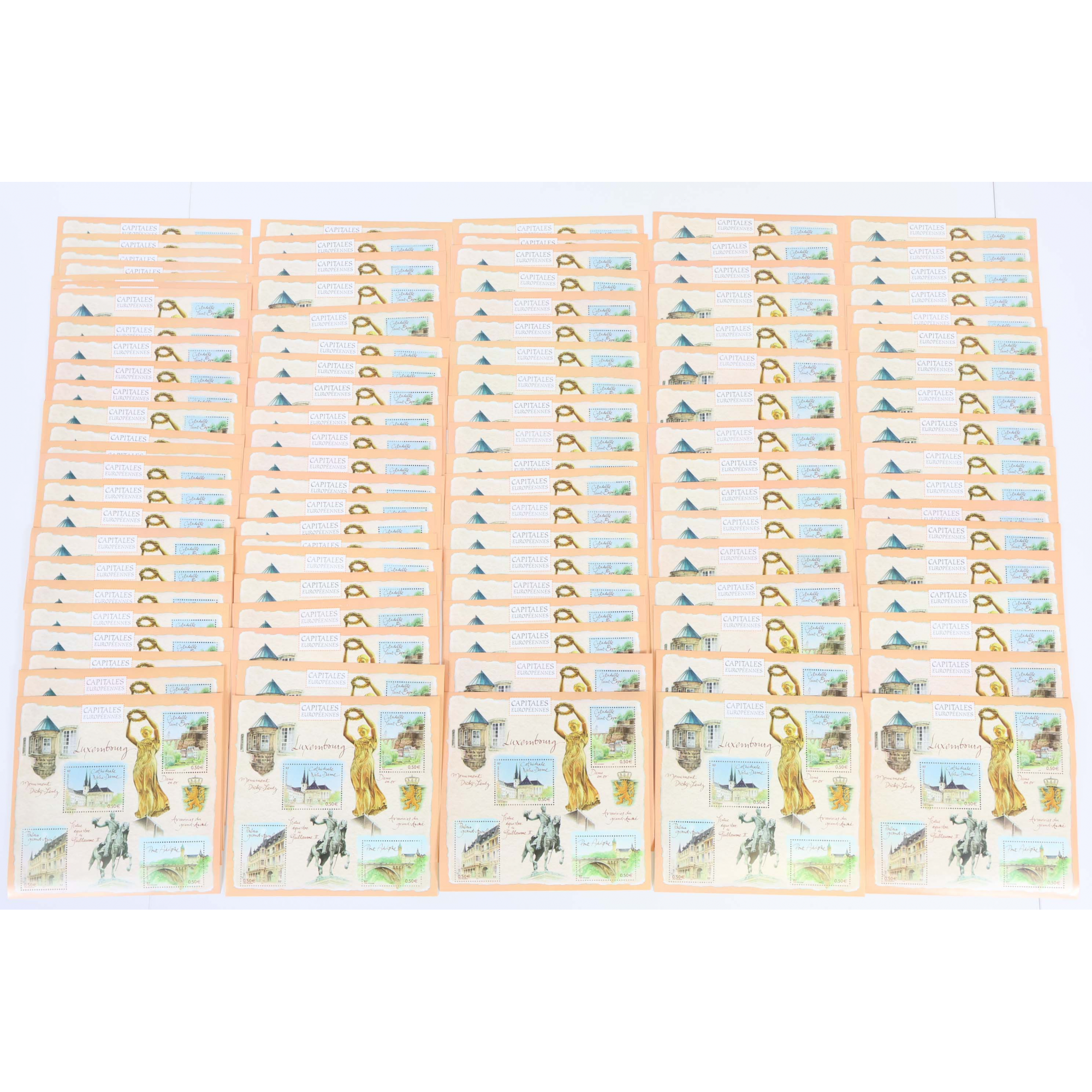 LOT 100 BLOCS N° 64 CAPITALES EUROPE LUXEMBOURG TIMBRES NEUFS** 0.50€ X4 VF 200€