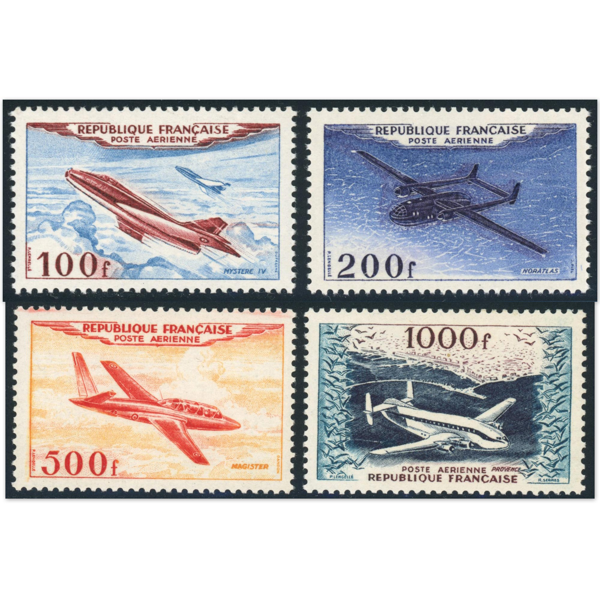 FRANCE POSTE AÉRIENNE N°30 À 33 SÉRIE COMPLÈTE MAGISTER ANNÉE 1954 COTE 400€