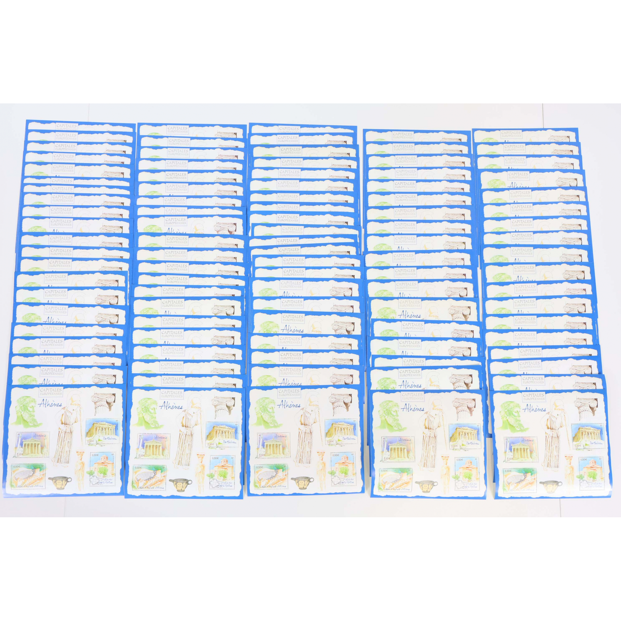 LOT 100 BLOCS N° 78 CAPITALES EUROPÉENES ATHÈNES TIMBRES NEUFS** 0.50€X4 VF 200€