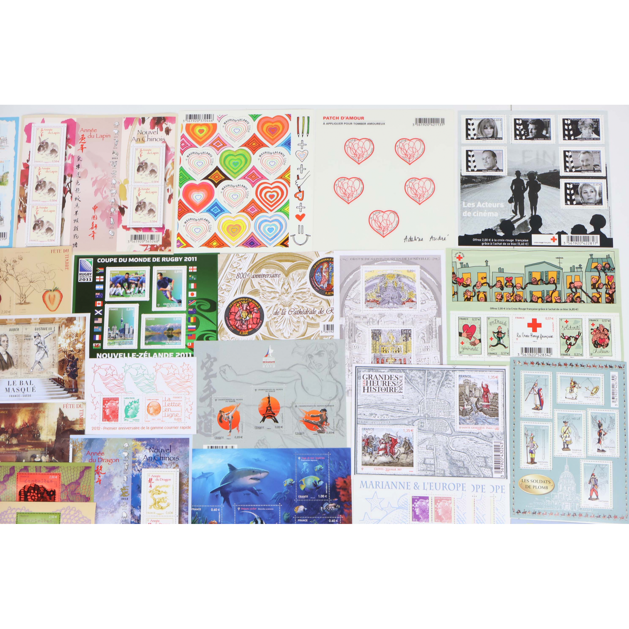 FRANCE LOT DE TIMBRES ET BLOCS-FEUILLET NEUFS** DE 2011-2012 FACIALE 200€