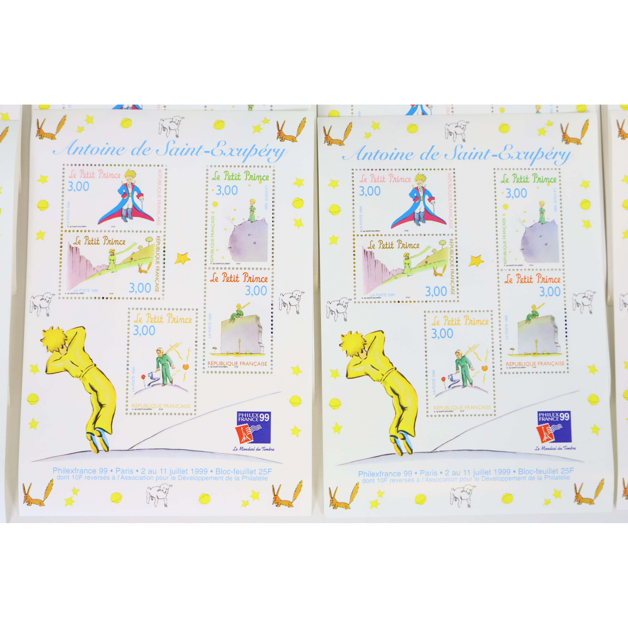 LOT 20 BLOCS N° 20 SAINT EXUPÉRY, TIMBRES NEUFS** 3 FRANCS VALEUR FACIALE 45.73€