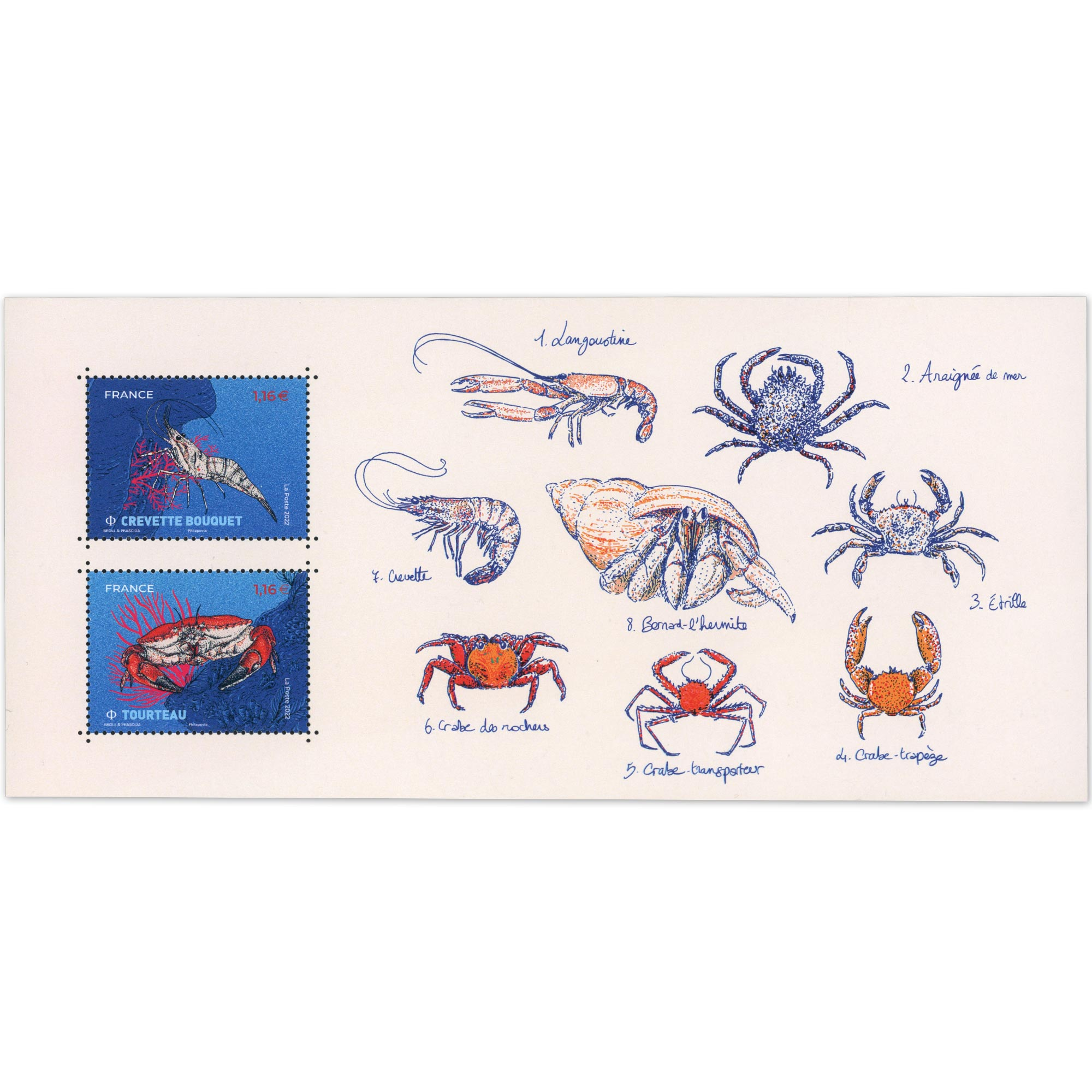 FRANCE, BLOC SOUVENIR N° 190, FAUNE - CRUSTACÉS ANNÉE 2022 NEUF**